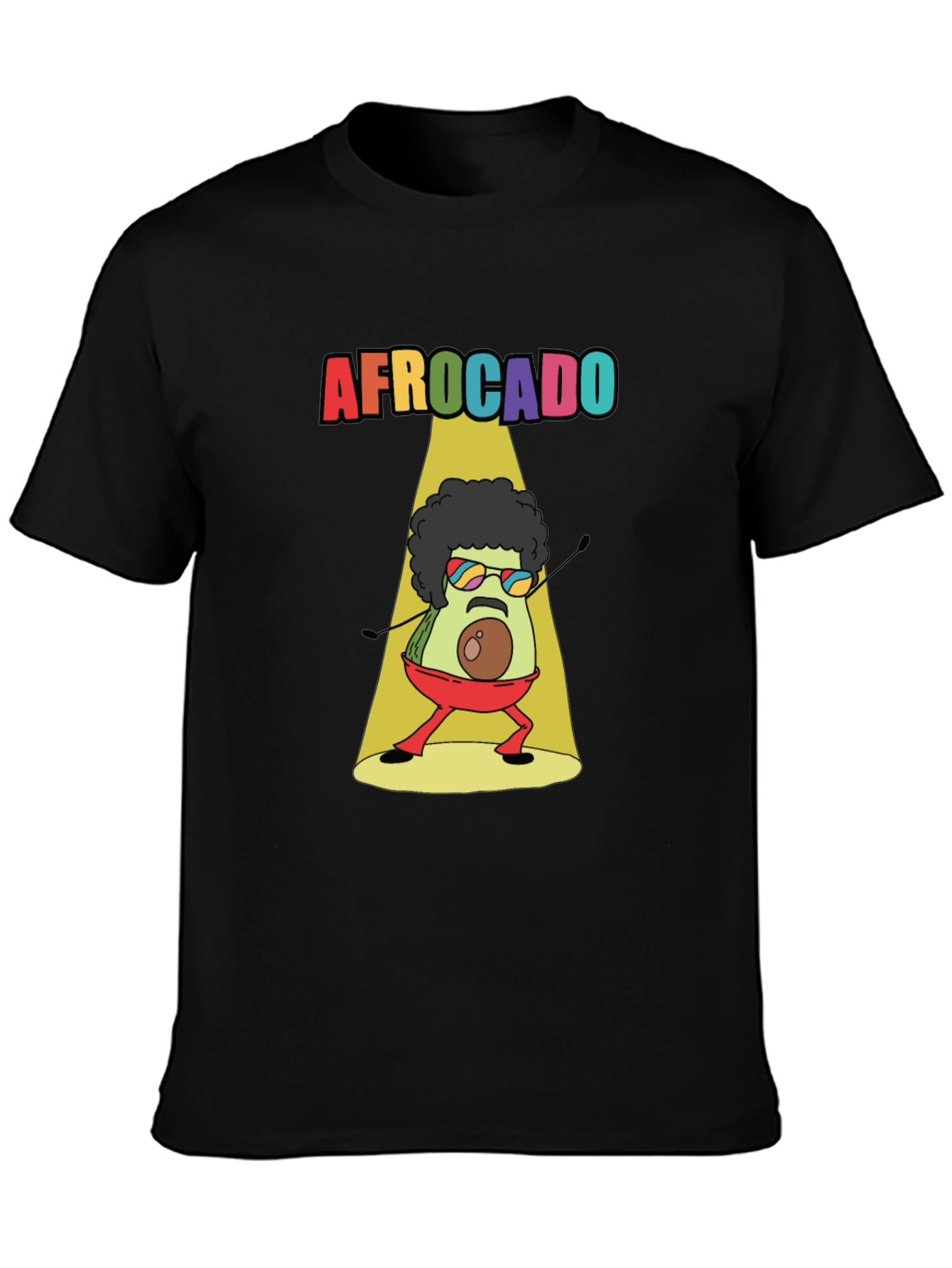 Black Afrocado T-Shirt - Avocado with Afro view 3