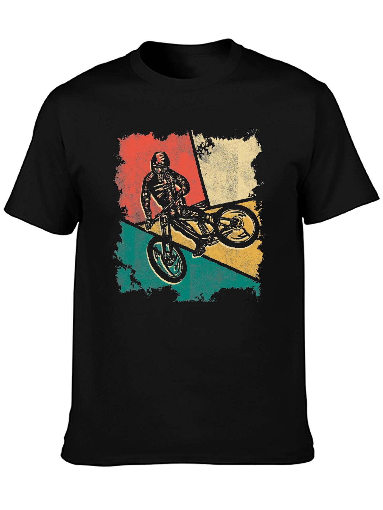 Black Retro Mountain Biker T-Shirt - Vintage Style view 3