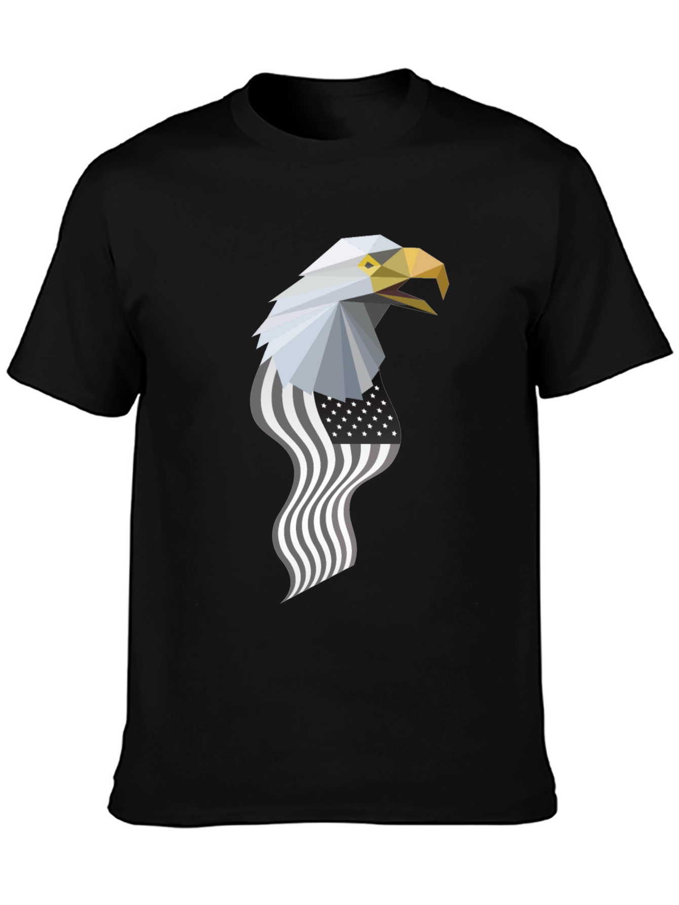 Black Geometric Eagle American Flag Graphic Tee view 3