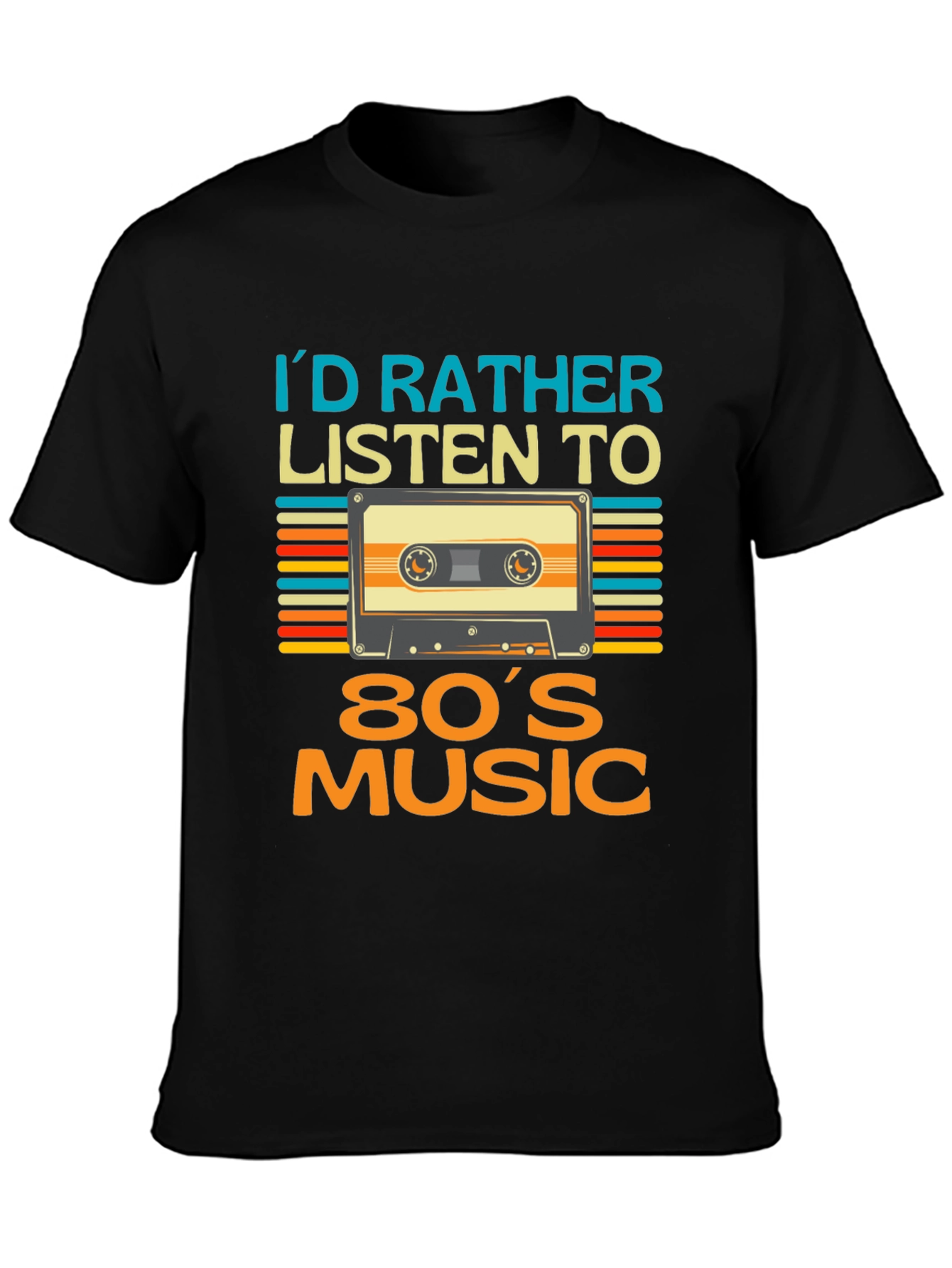 Black Retro 80s Music T-Shirt view 3