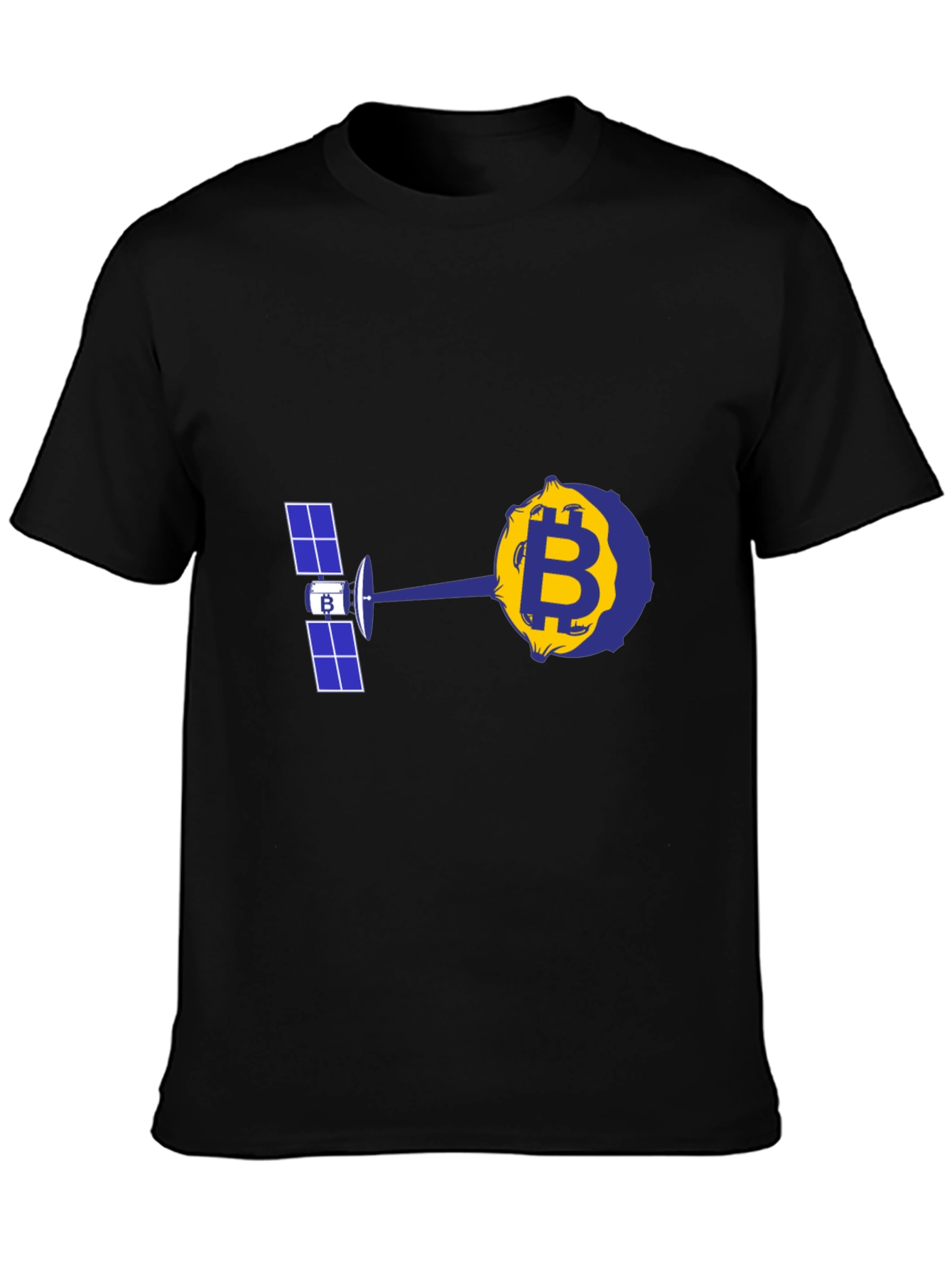 Black Bitcoin Satellite T-Shirt - Crypto Design view 3