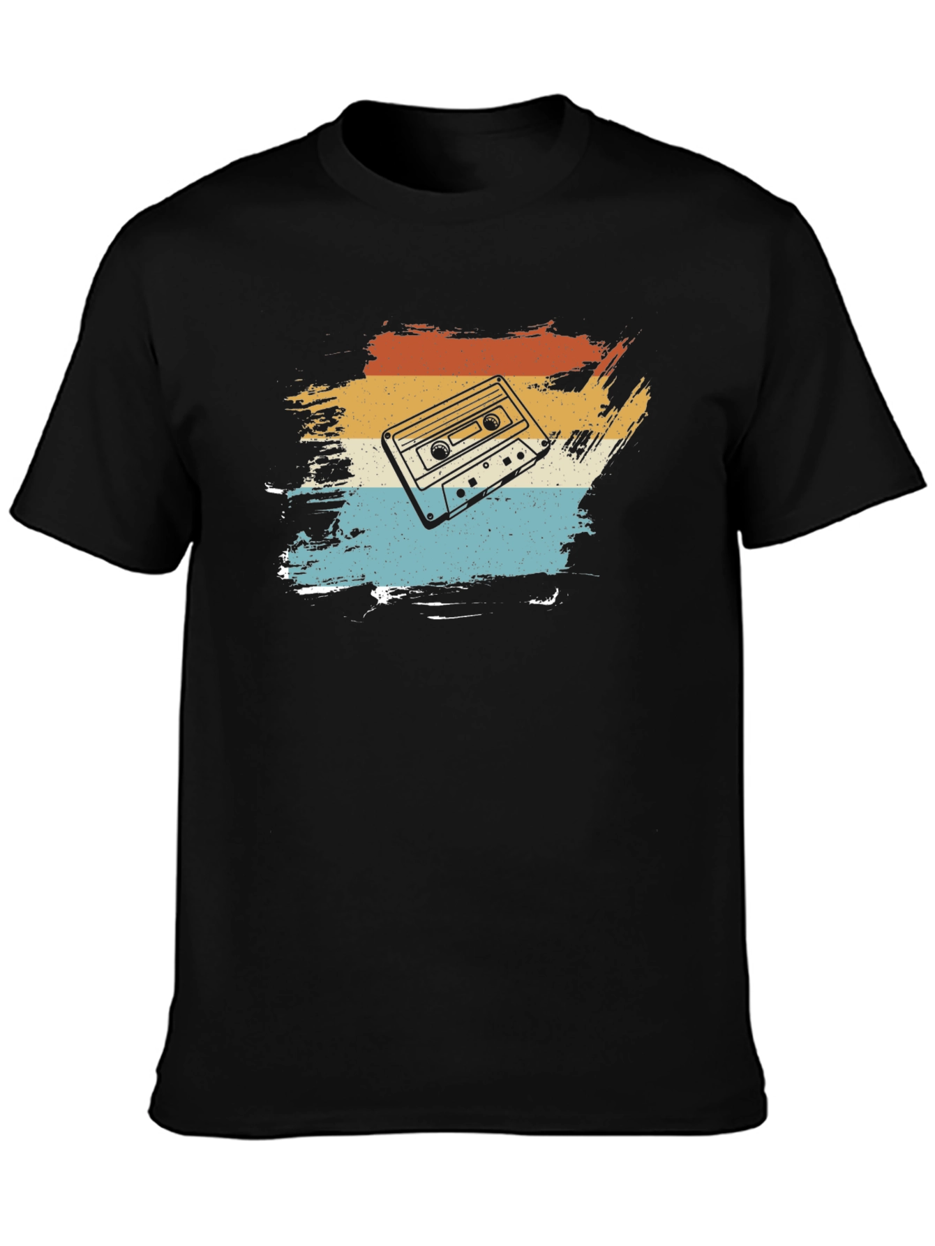 Black Retro Cassette Tape Graphic T-Shirt view 3