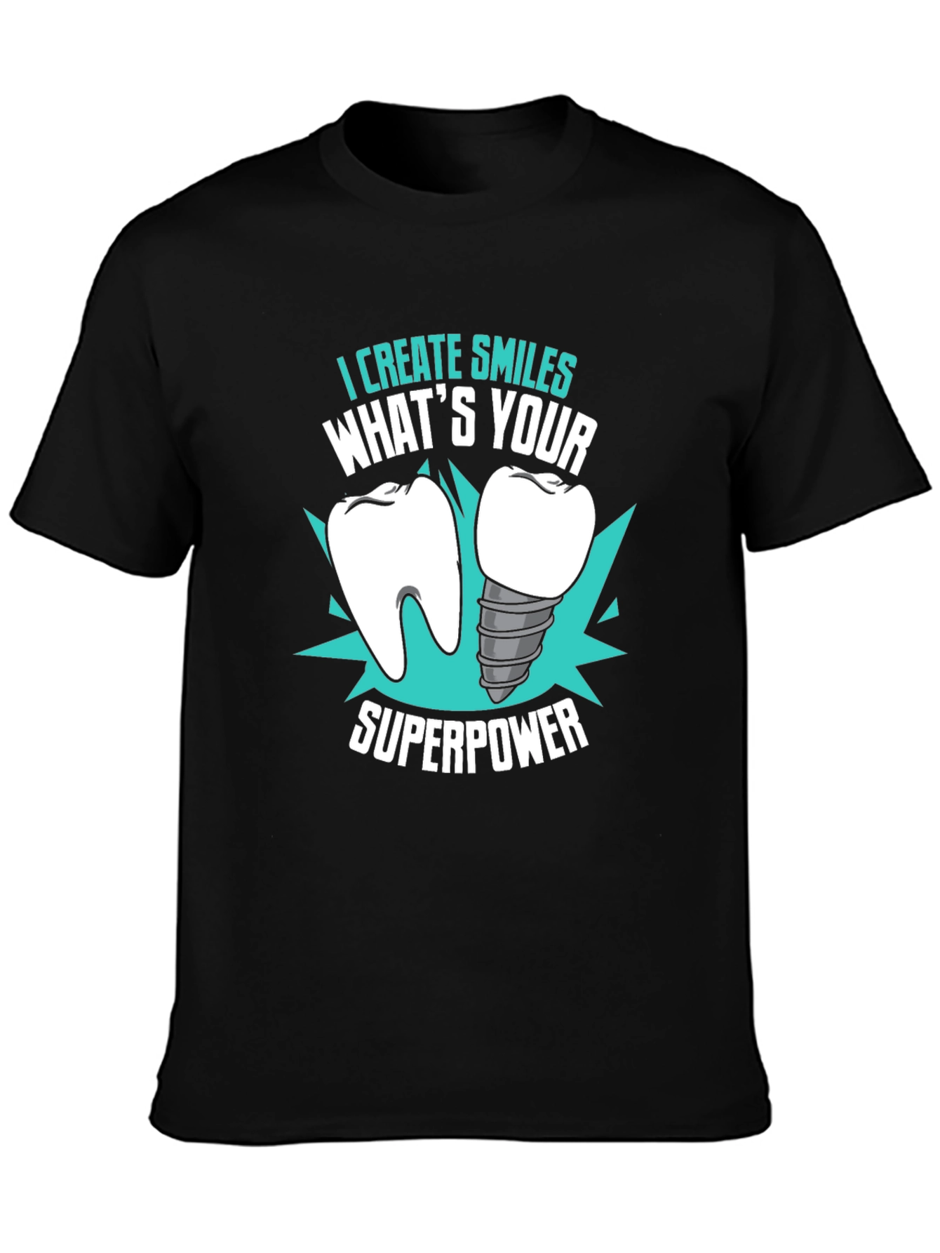 Black Dental Superpower T-Shirt - Dentist Gift view 3
