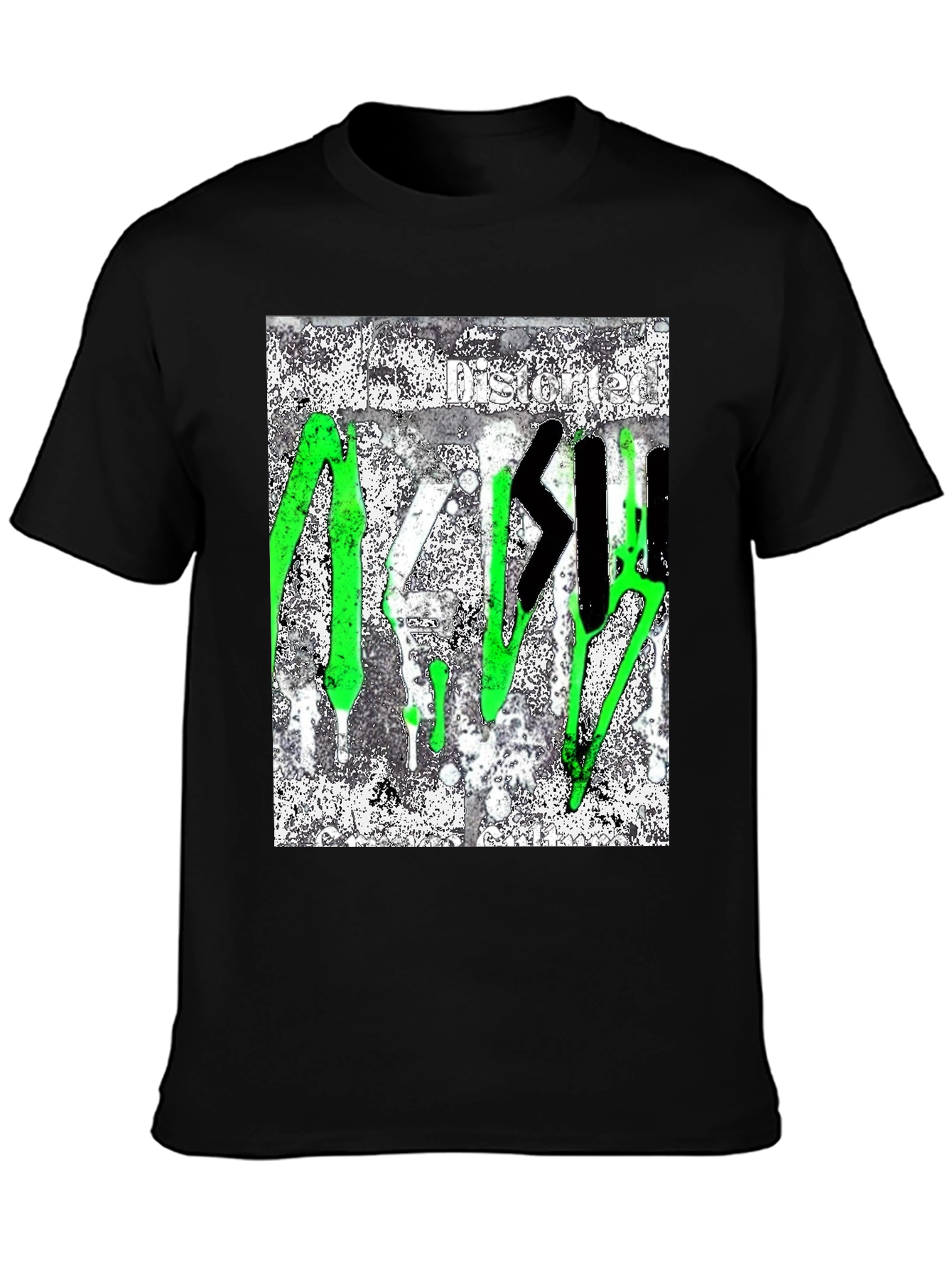 Black Distorted Graffiti Style T-Shirt view 3