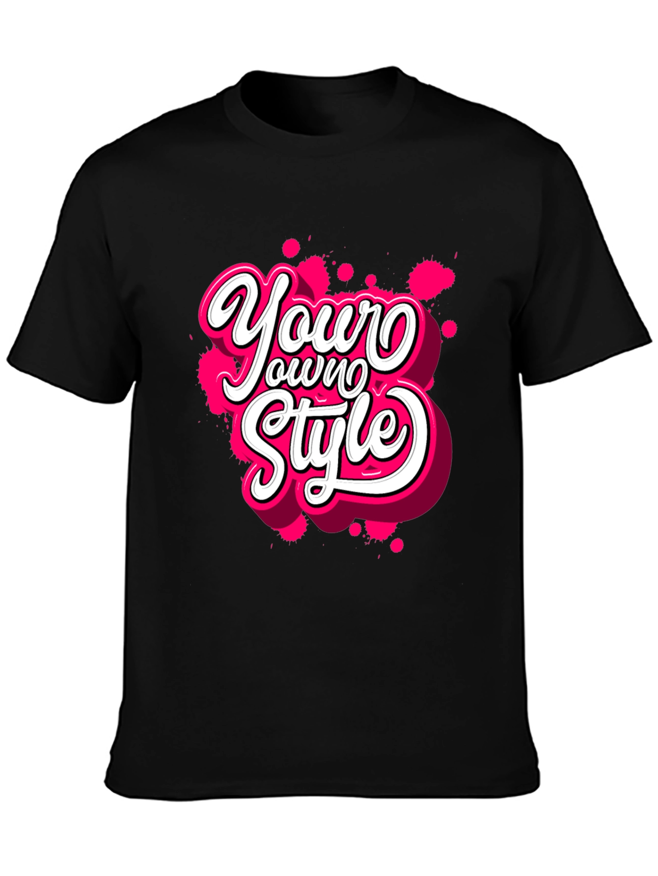 Black Your Own Style Graphic Tee - Black Cotton T-Shirt view 3