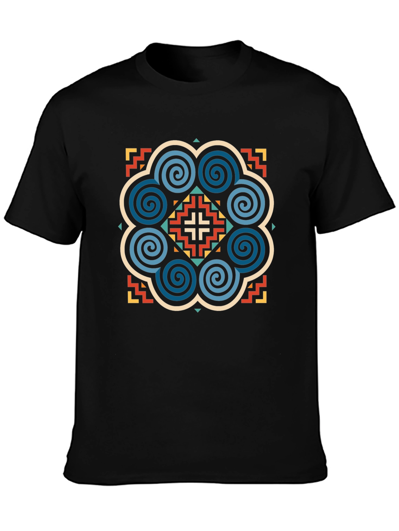 Black Geometric Pattern Black Graphic Tee view 3