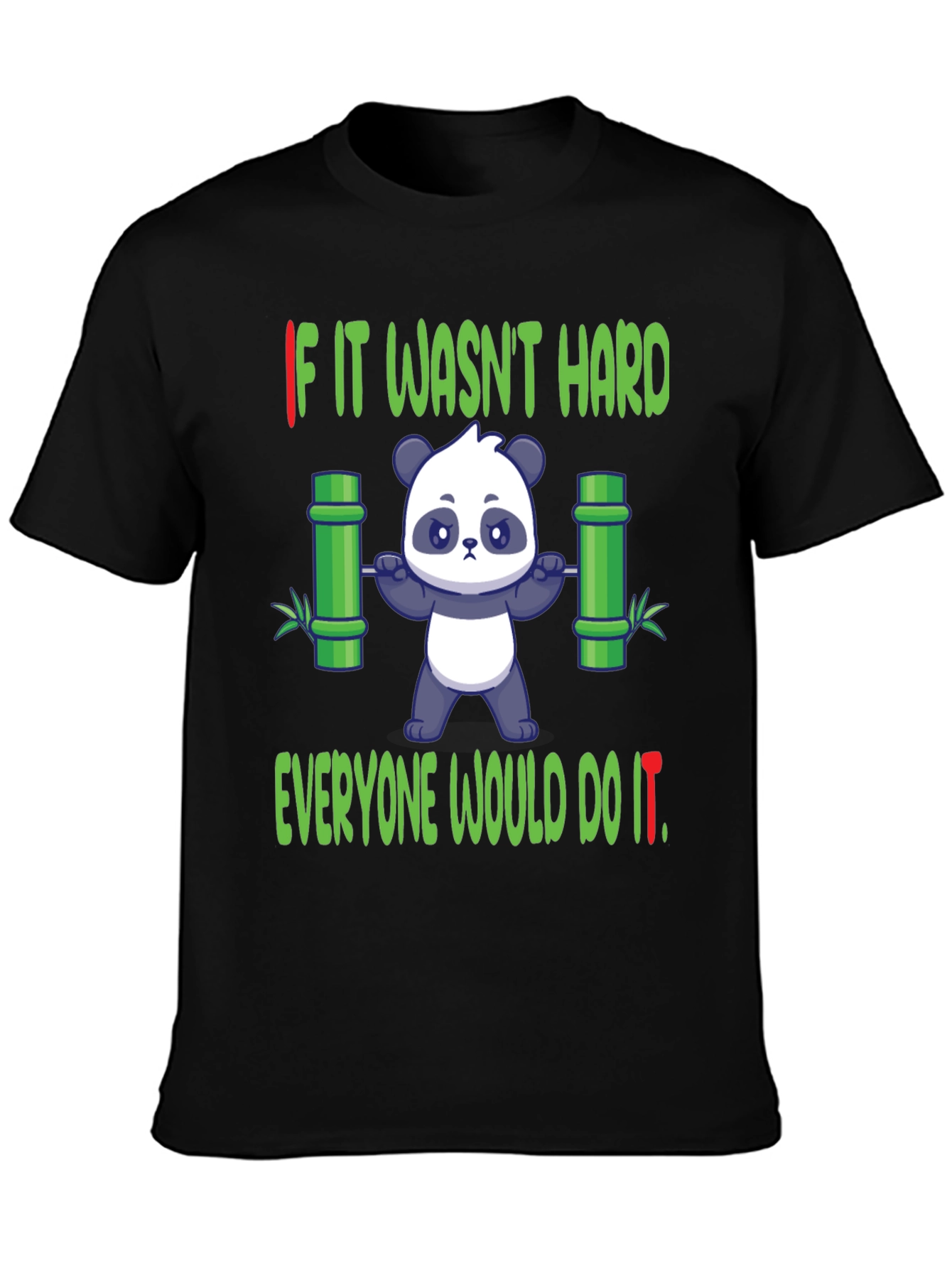Black Funny Panda Gym T-Shirt - Weightlifting Bamboo view 3