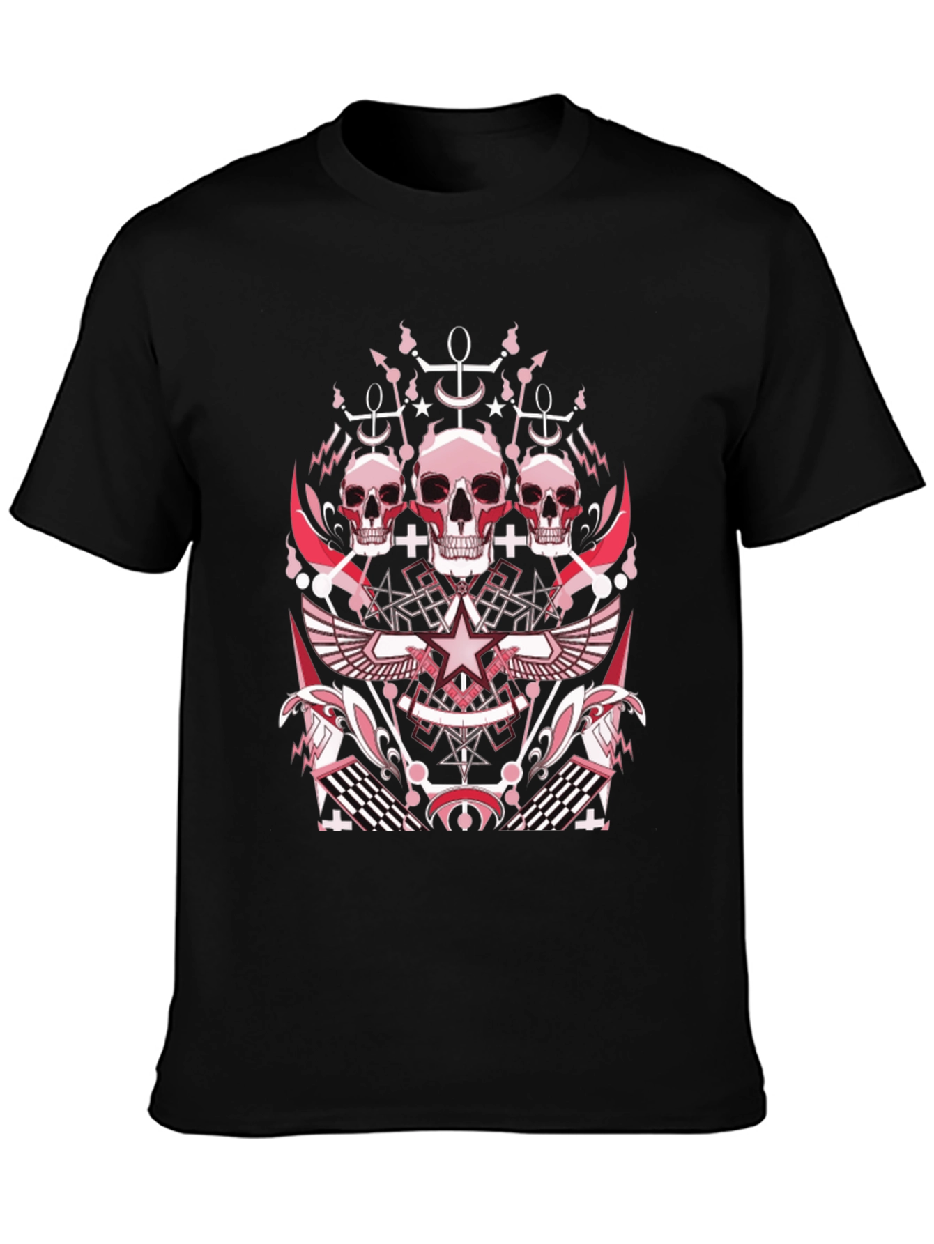 Black Skull Graphic Print T-Shirt view 3