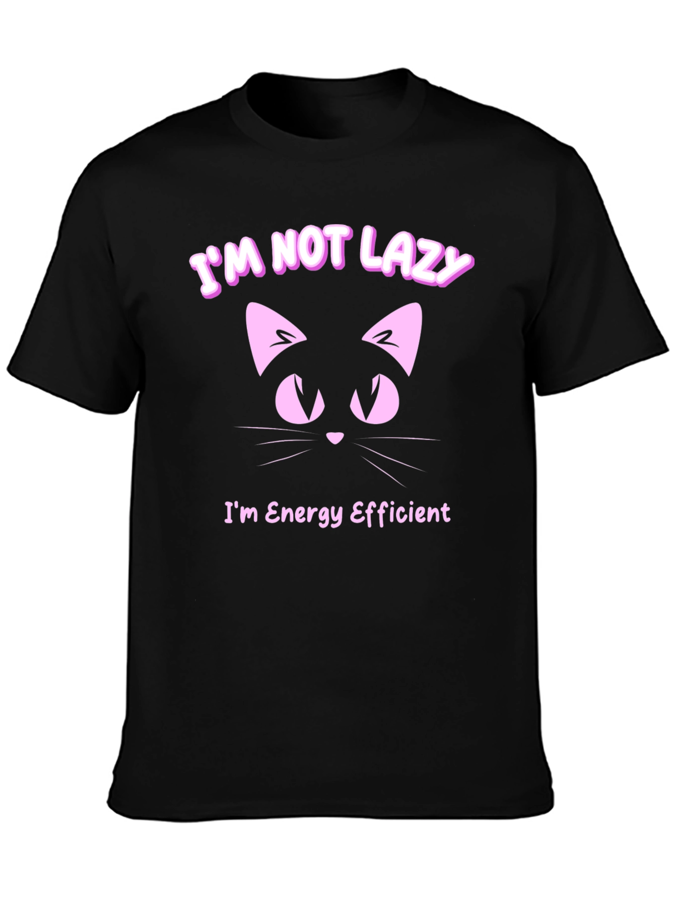 Black I'm Not Lazy Cat T-Shirt view 3