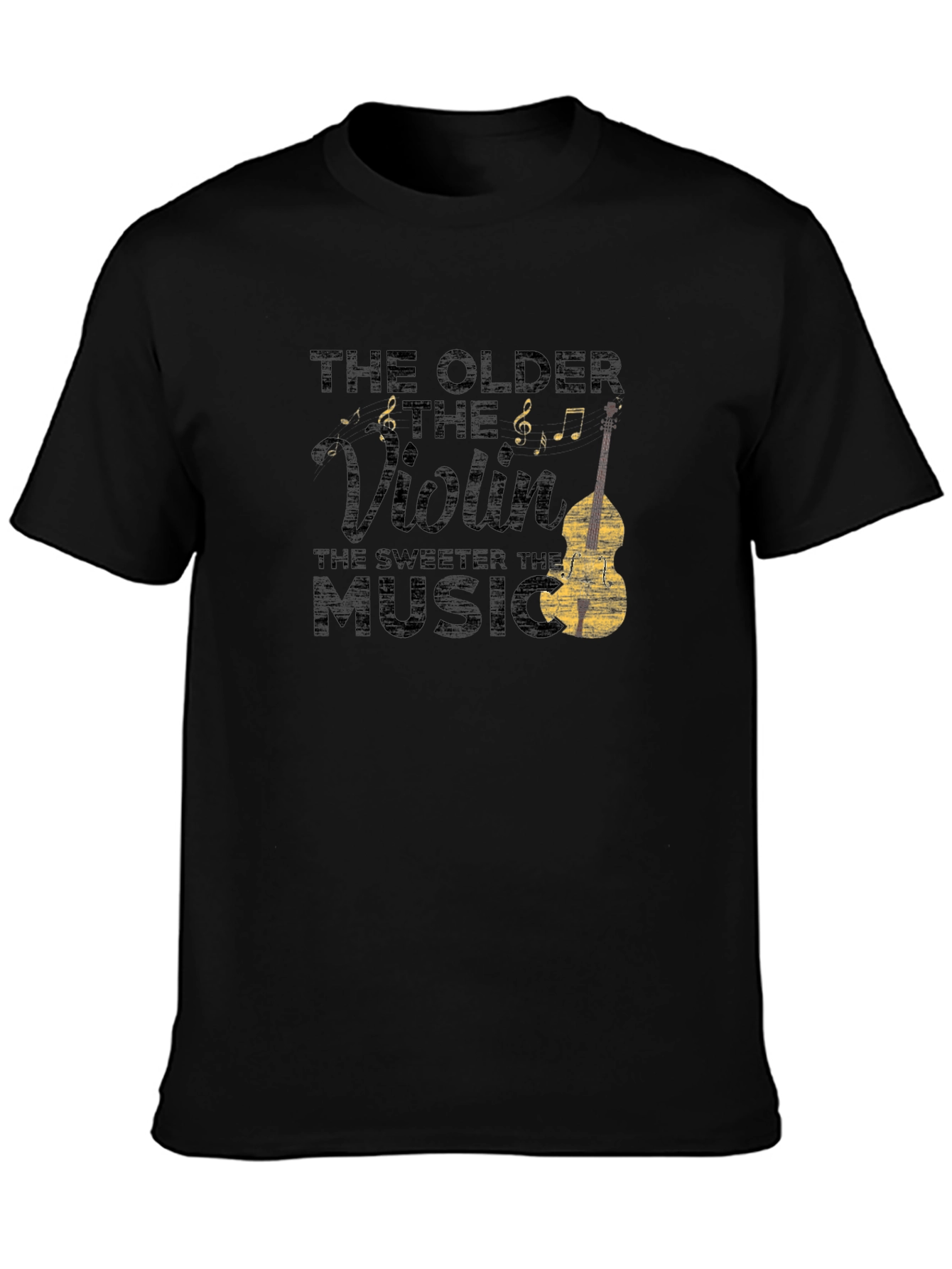 Black Vintage Violin Music T-Shirt - The Older The Violin view 3