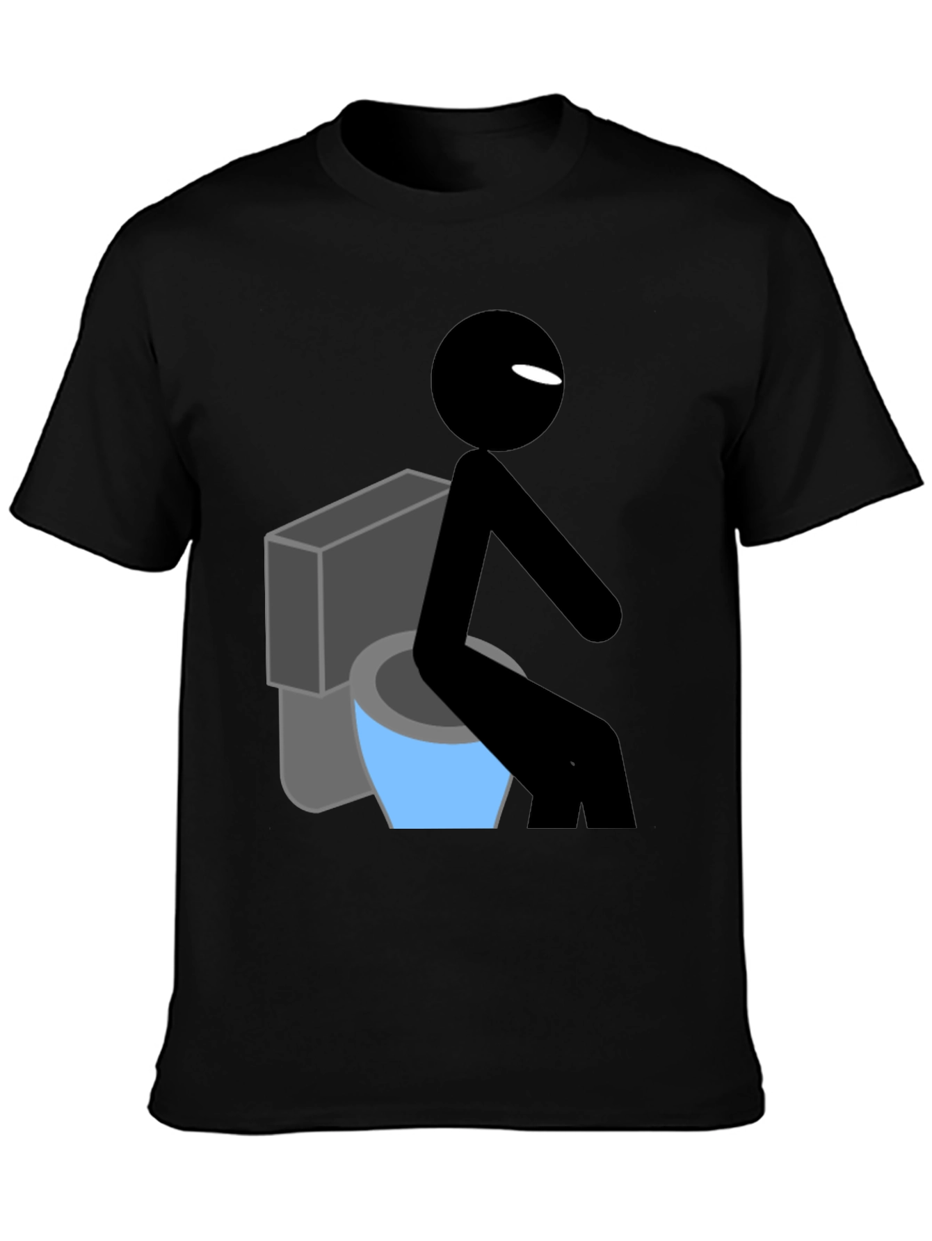 Black Toilet Humor Graphic Tee - Funny Stick Figure Shirt view 3