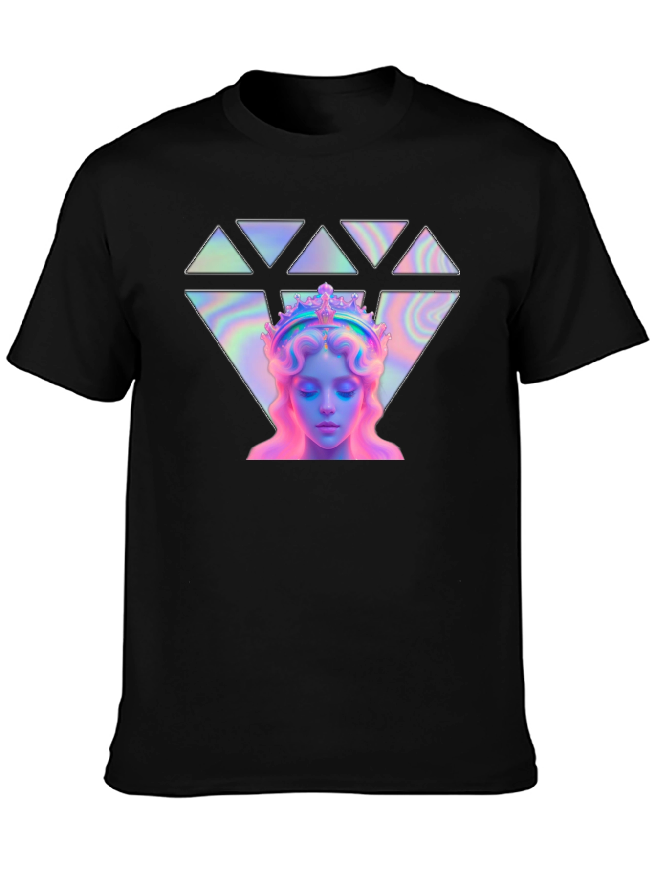 Black Mystic Crown Graphic Tee - Holographic Design view 3