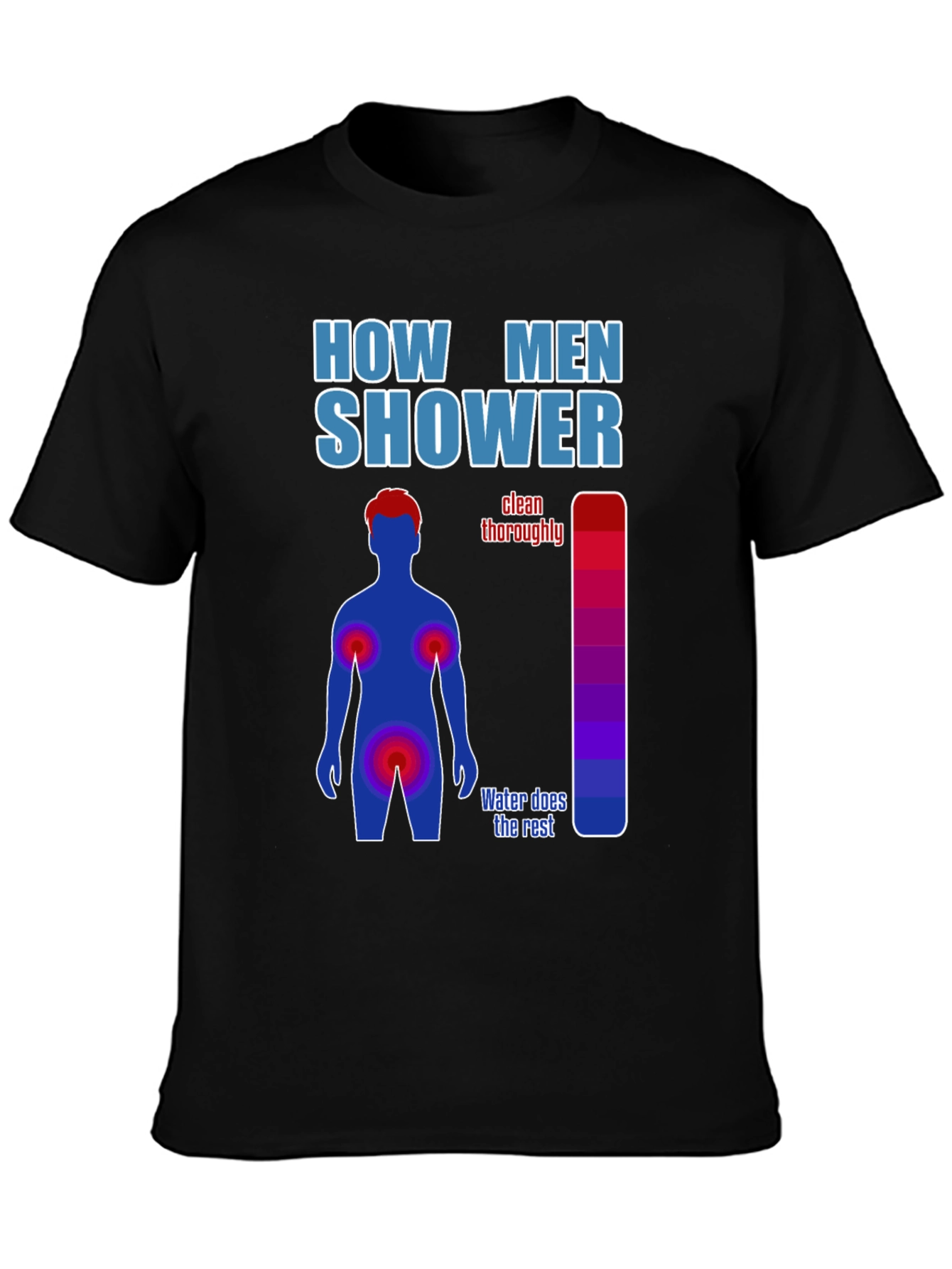Black Humorous Men's Shower Guide T-Shirt view 3