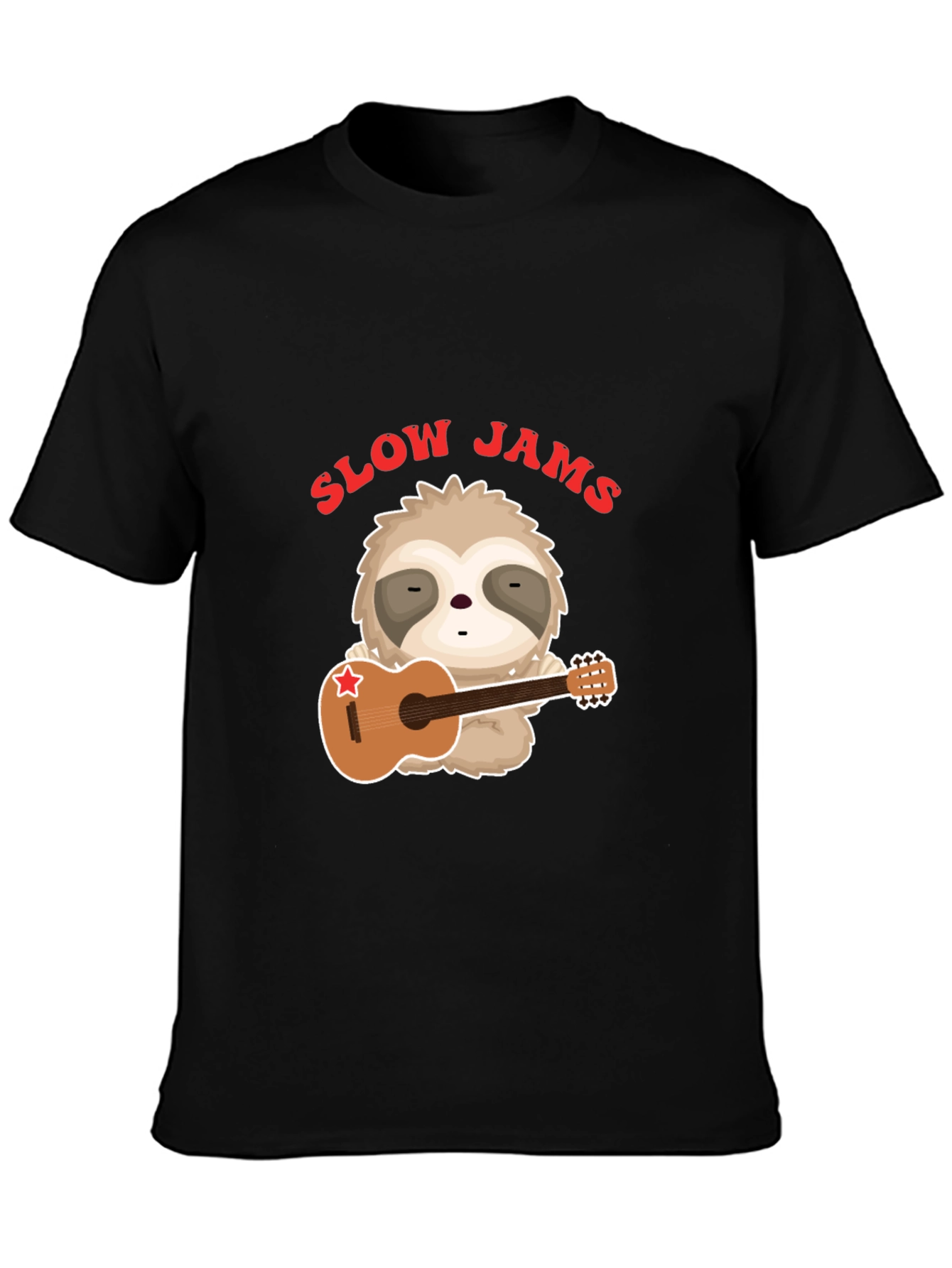 Black Slow Jams Sloth Guitarist Graphic Tee view 3