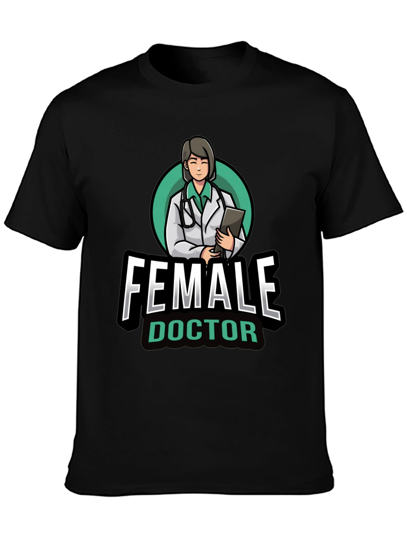 Black Female Doctor Graphic T-Shirt - Novelty Medical Apparel view 3