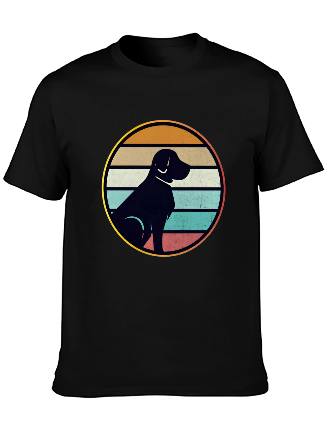 Black Retro Dog Silhouette T-Shirt view 3