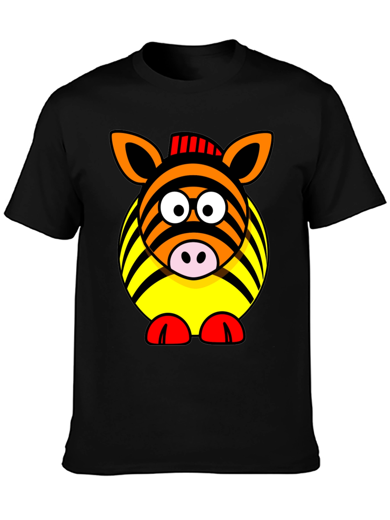 Black Zebra Cartoon Graphic Black T-Shirt view 3
