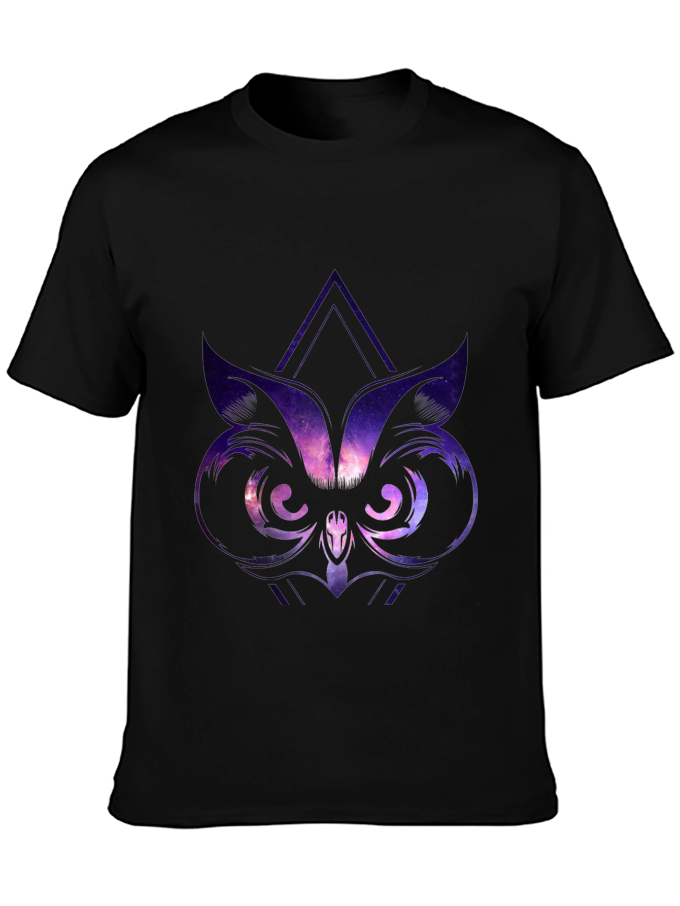 Black Galaxy Owl Graphic Tee - Black view 3