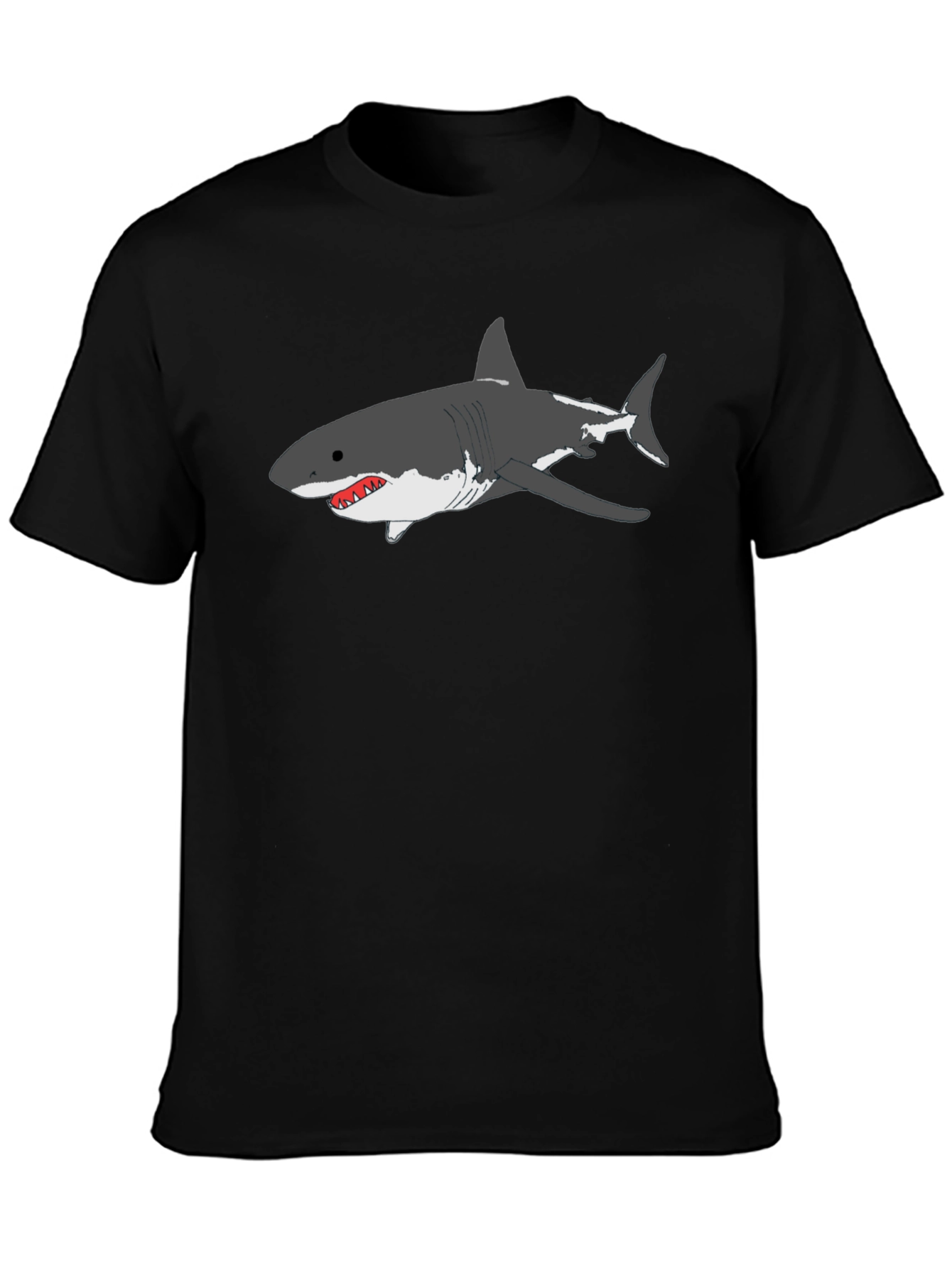 Black Shark Graphic Tee - Black Cotton T-Shirt view 3