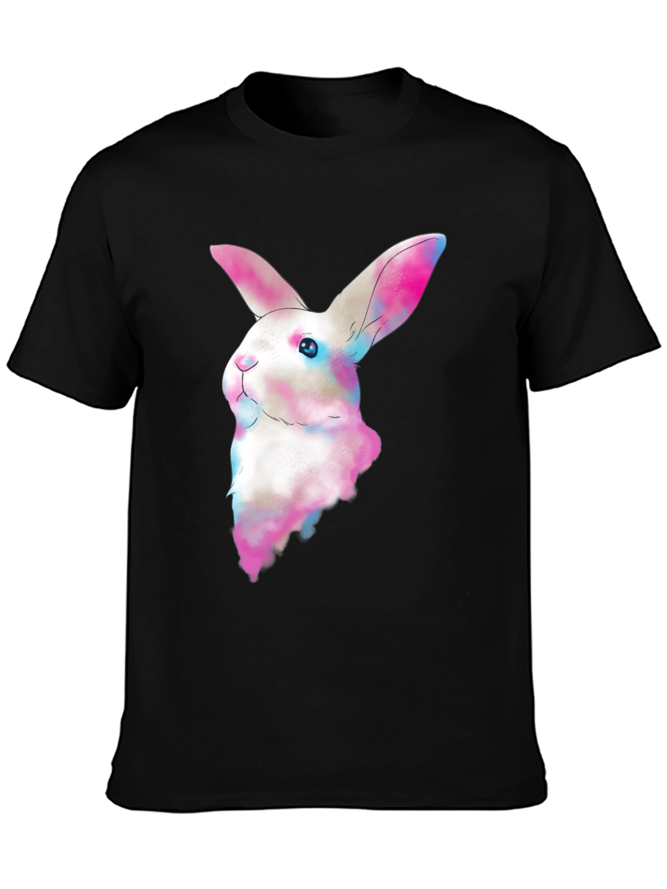 Black Watercolor Bunny T-Shirt - Soft Cotton Tee view 3