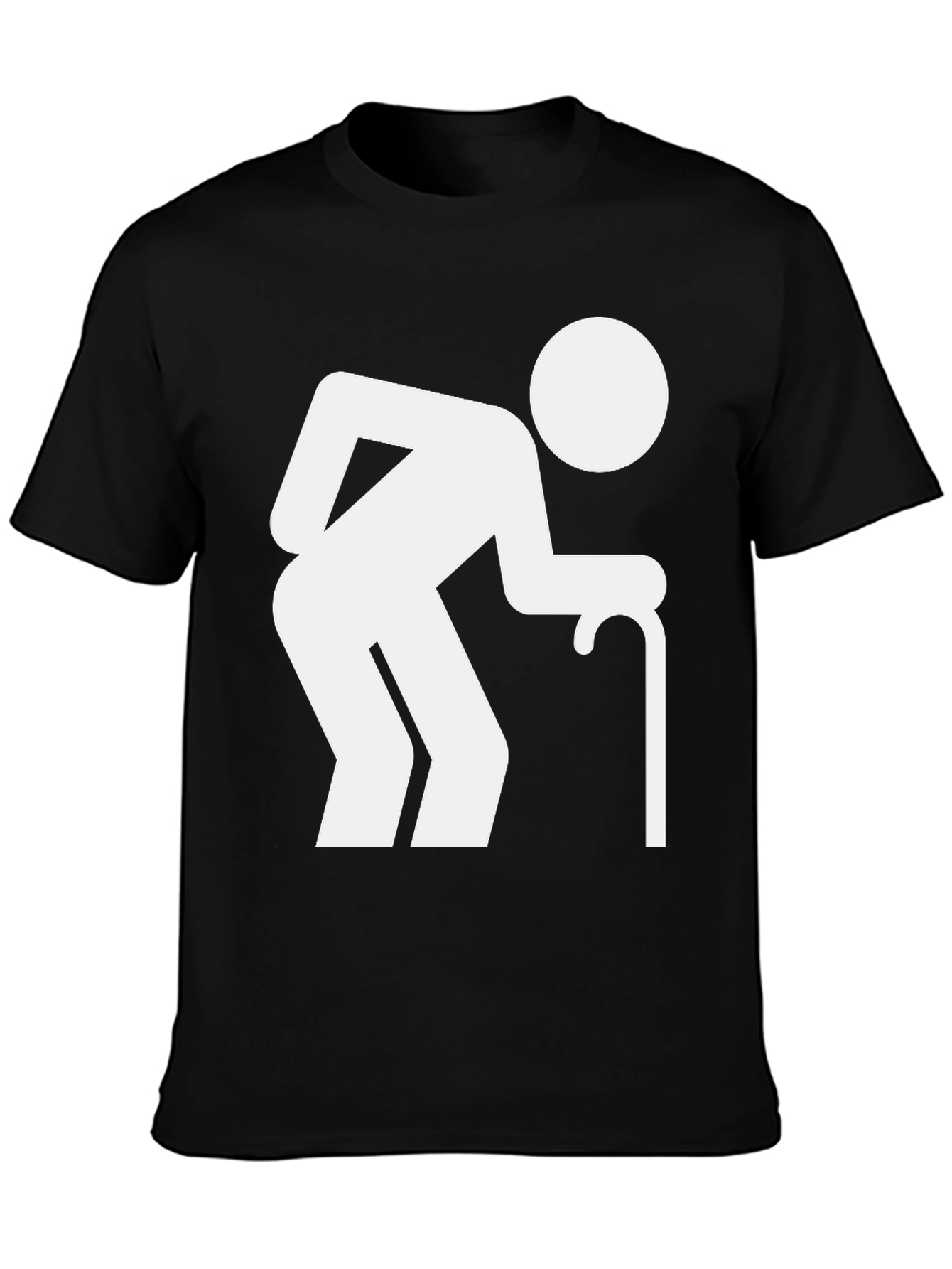 Black Funny Old Man Stick Figure Black T-Shirt view 3