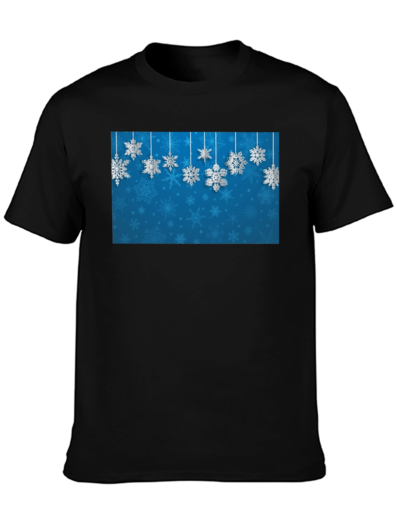 Black Snowflake Graphic Print Crew Neck T-Shirt view 3
