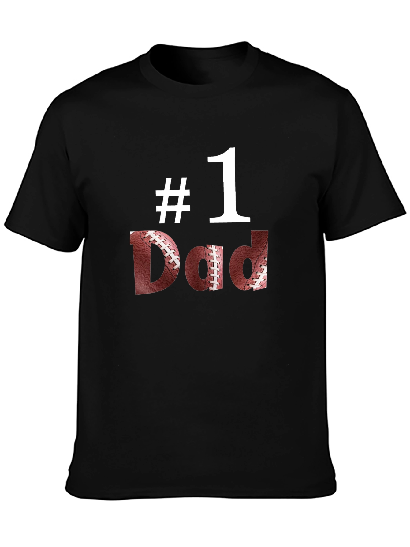 Black #1 Dad Football T-Shirt - Father's Day Gift view 3