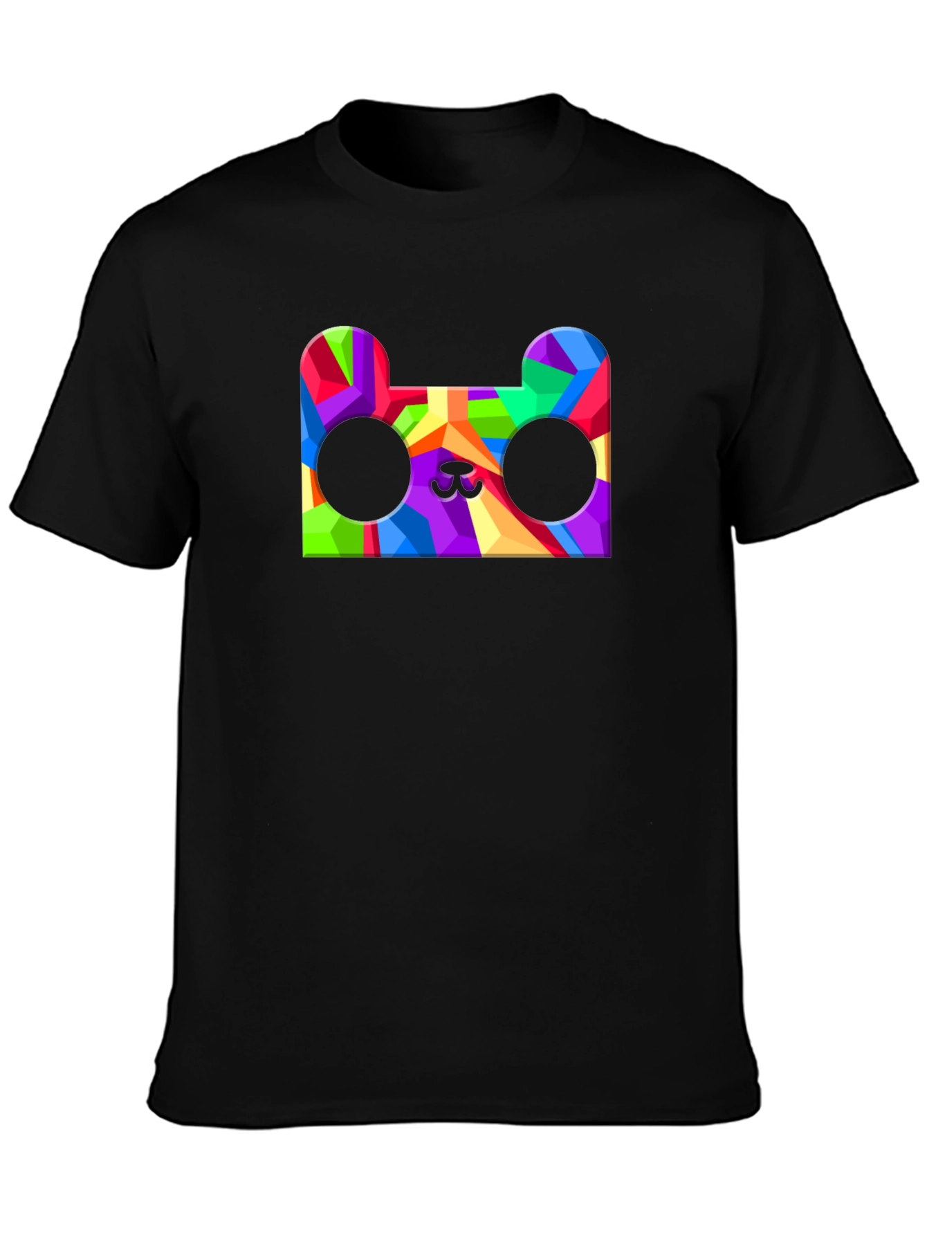 Black Geometric Bear Head Graphic Tee - Men's Black T-Shirt view 3