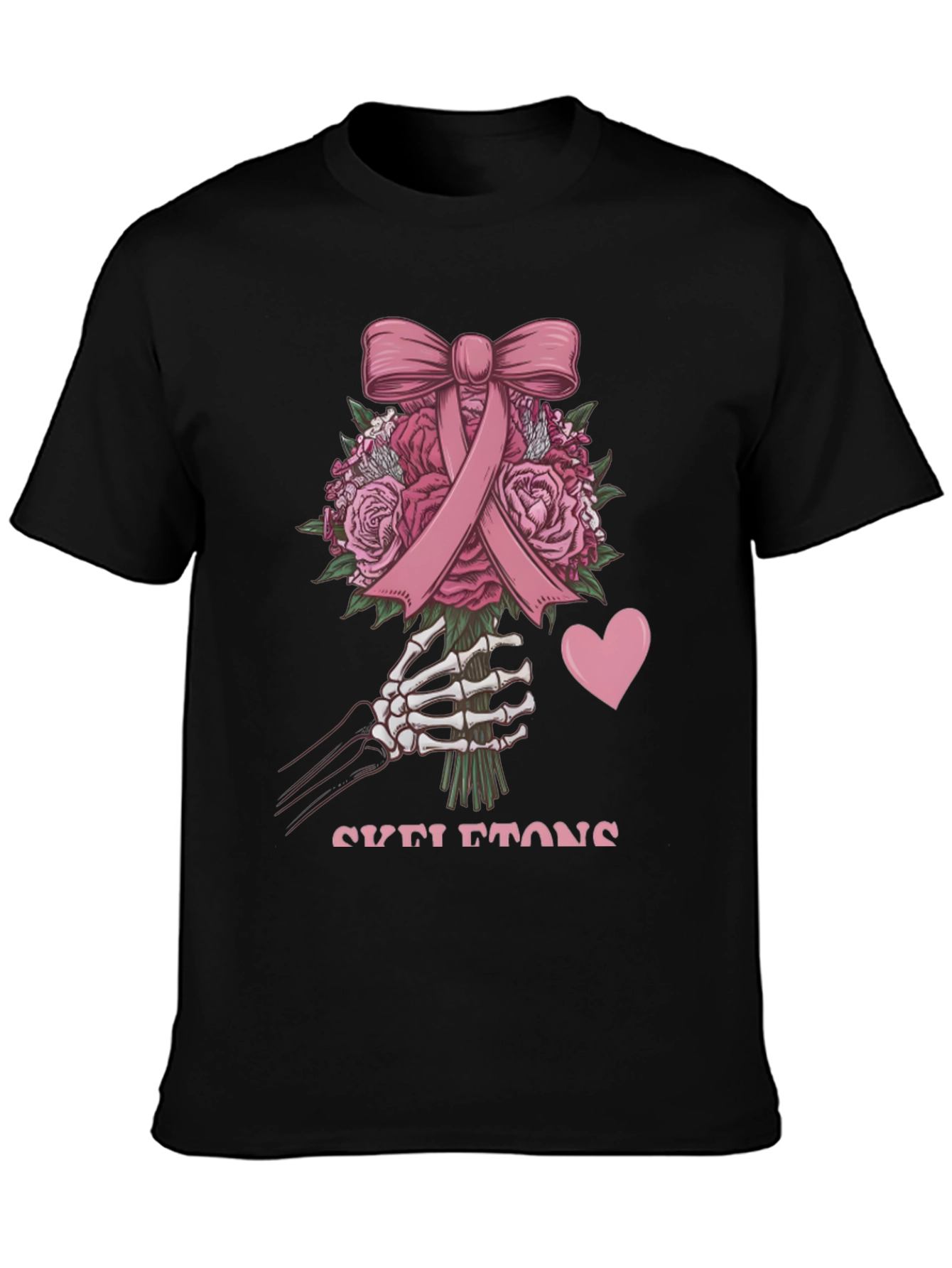 Black Skeleton Bouquet T-Shirt - Breast Cancer Awareness Tee view 3