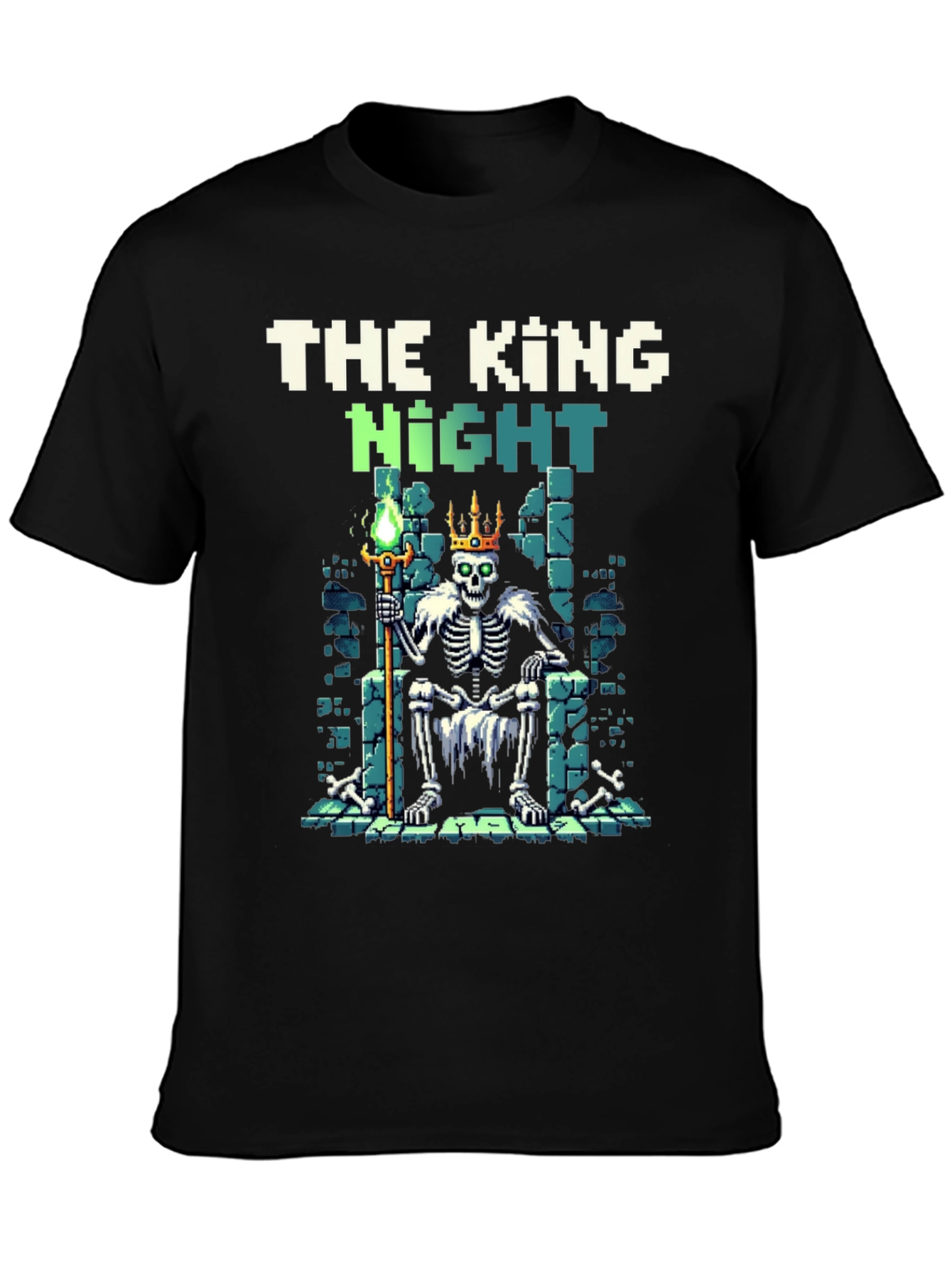 Black King Knight Pixel Art T-Shirt view 3