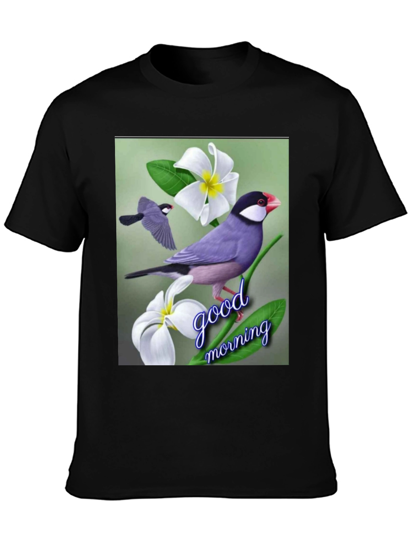 Black Bird & Floral Graphic Tee - Good Morning view 3