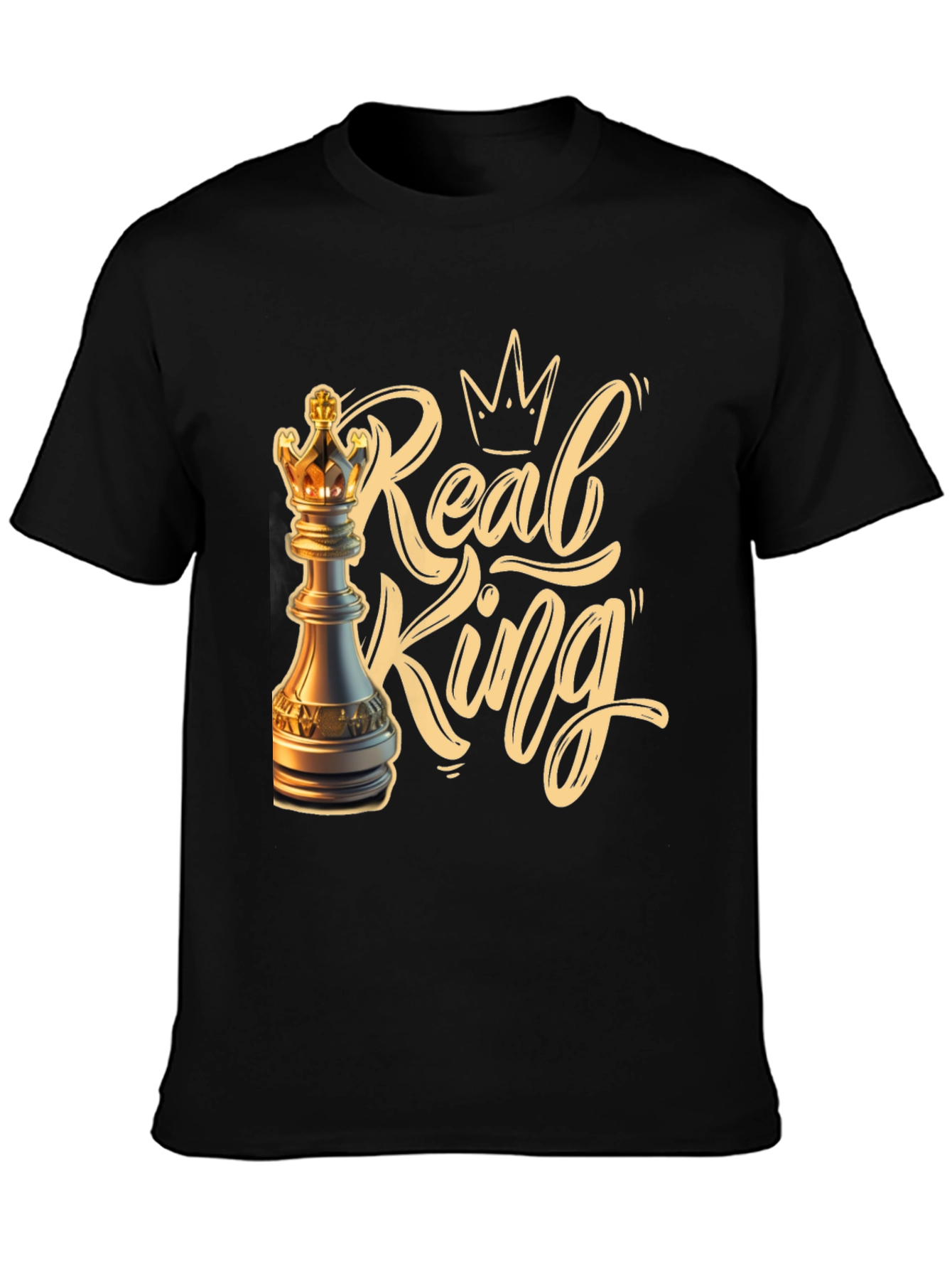 Black Real King Chess T-Shirt view 3