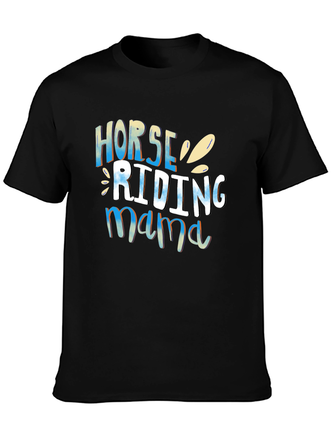 Black Horse Riding Mama Black T-Shirt view 3