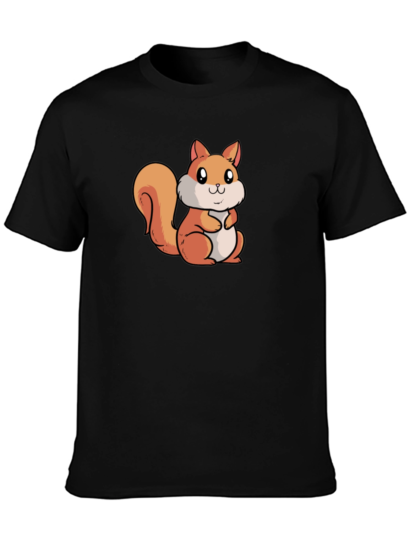 Black Cute Squirrel Graphic Tee - Black view 3
