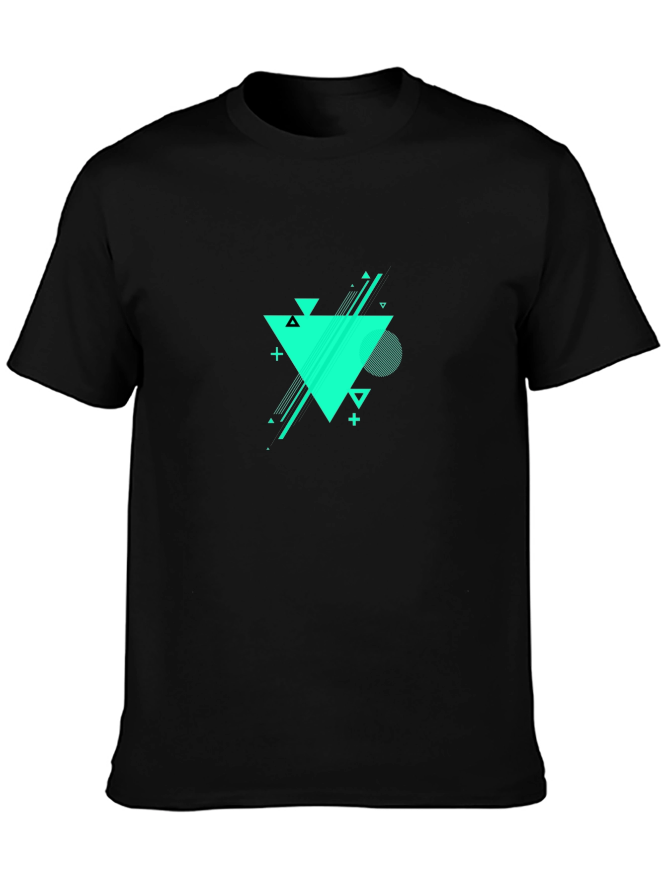 Black Abstract Geometric Triangle Tee view 3