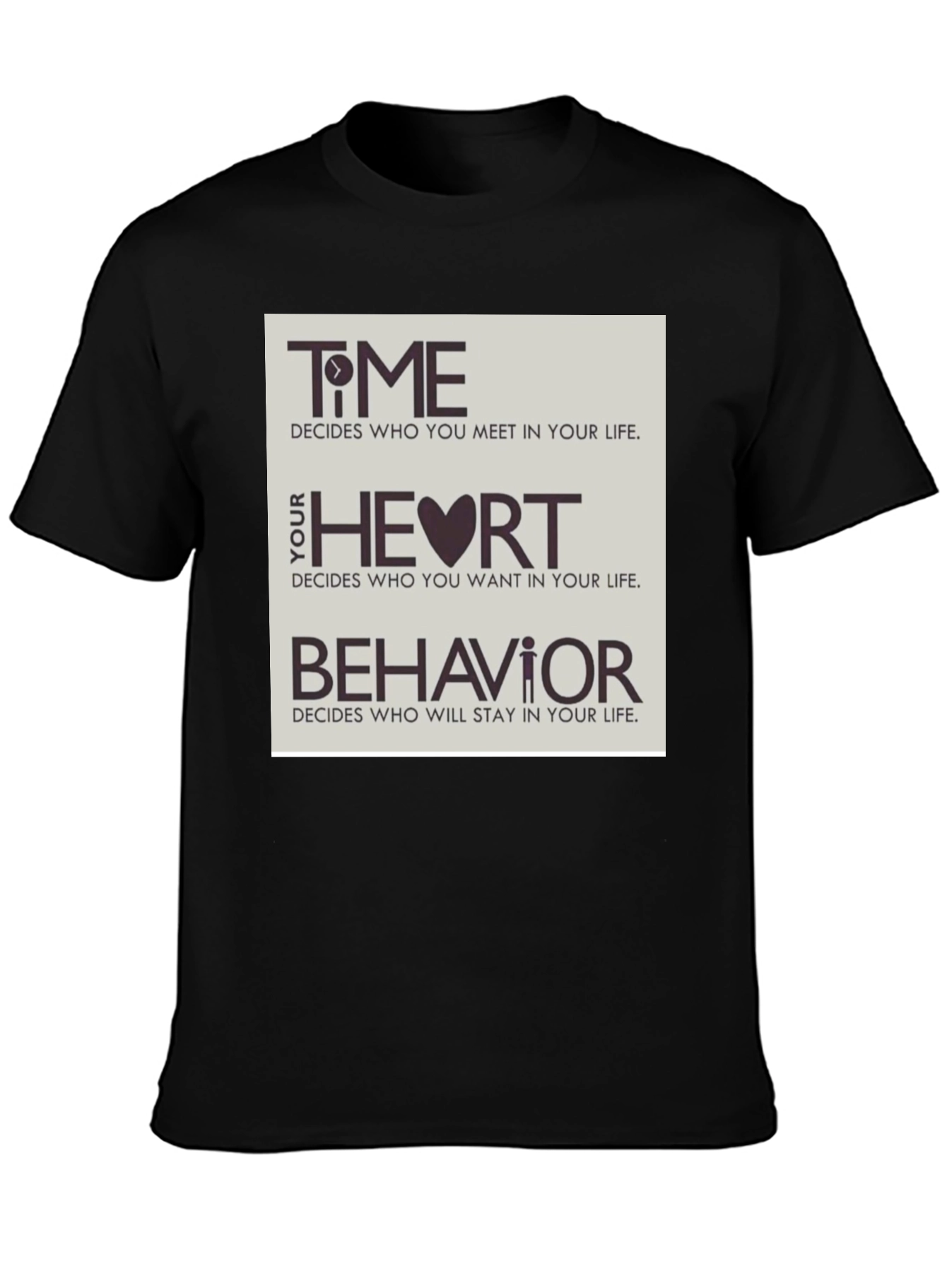 Black Time, Heart, & Behavior Graphic Tee view 3