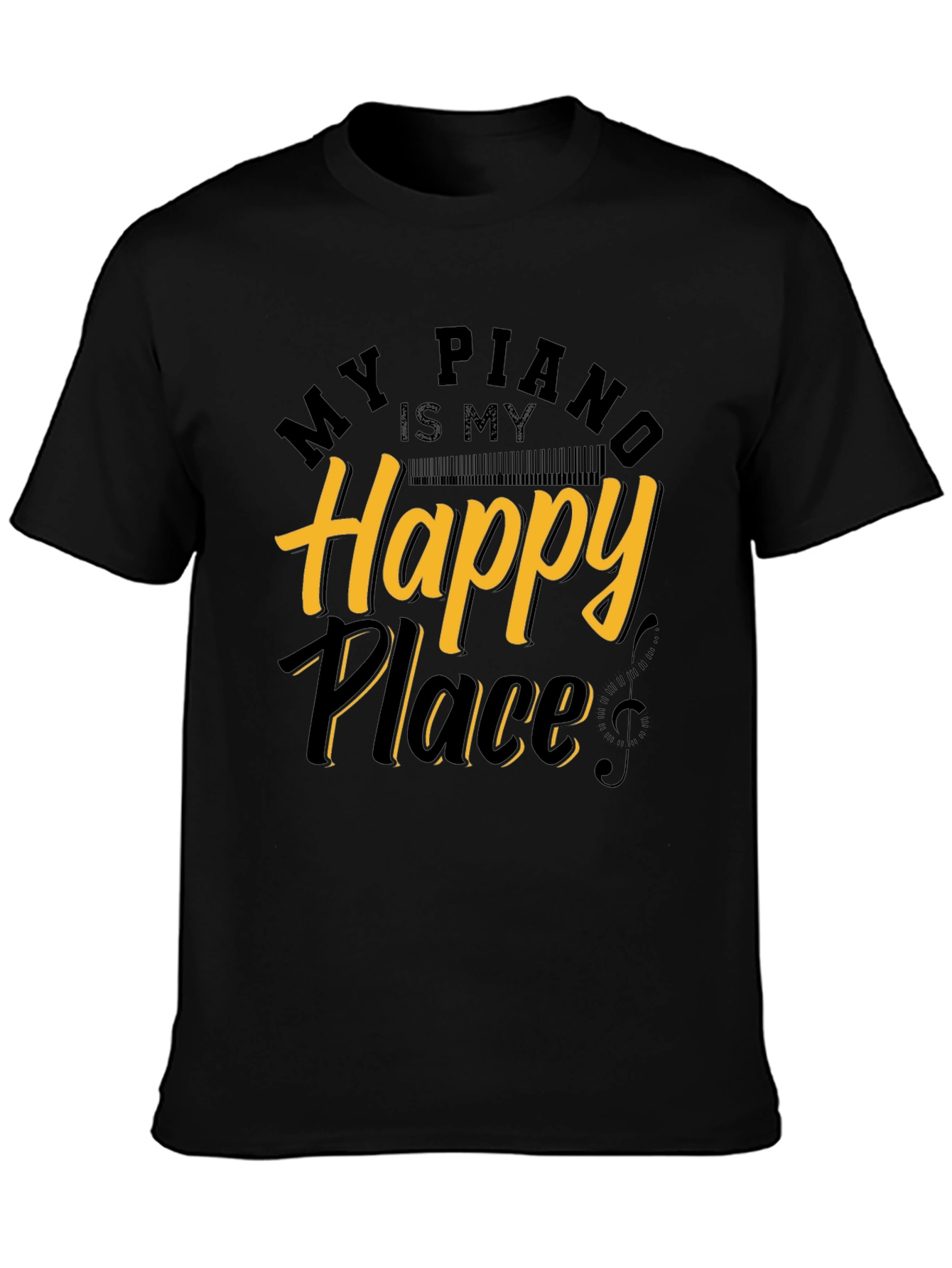 Black My Piano is My Happy Place Graphic Tee view 3