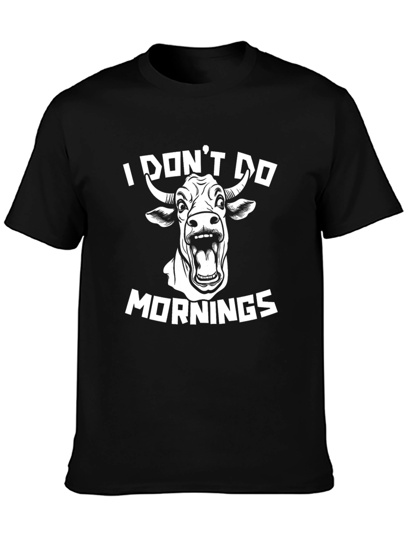 Black I Don't Do Mornings Cow Graphic Tee view 3