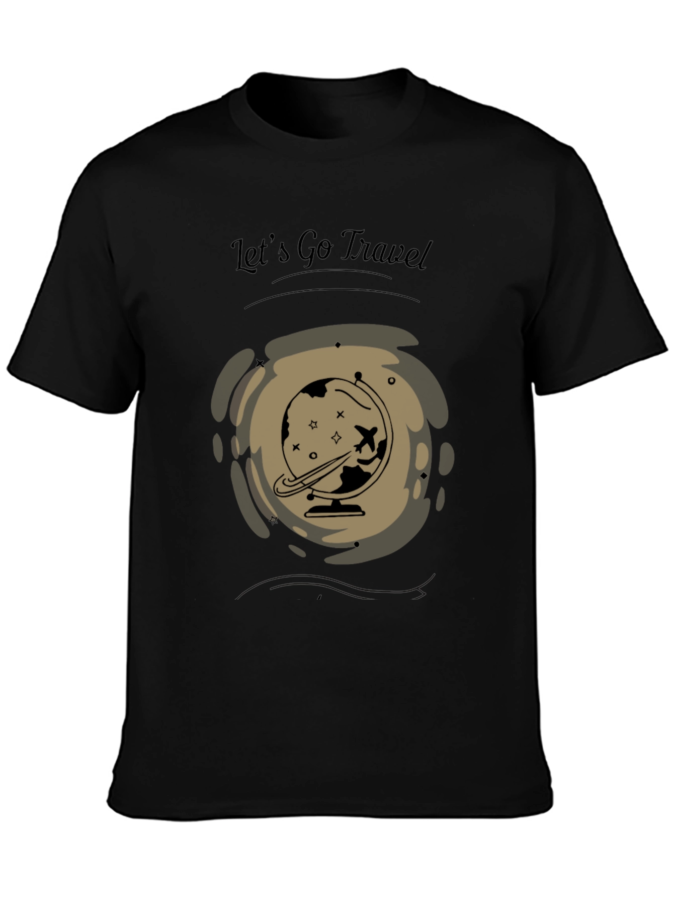 Black Let's Go Travel Black T-Shirt view 3