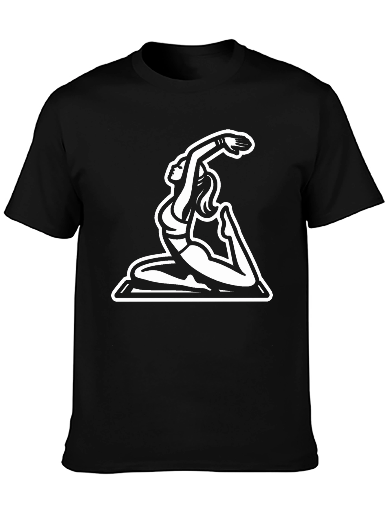 Black Yoga Pose Graphic Tee - Black Cotton Blend view 3