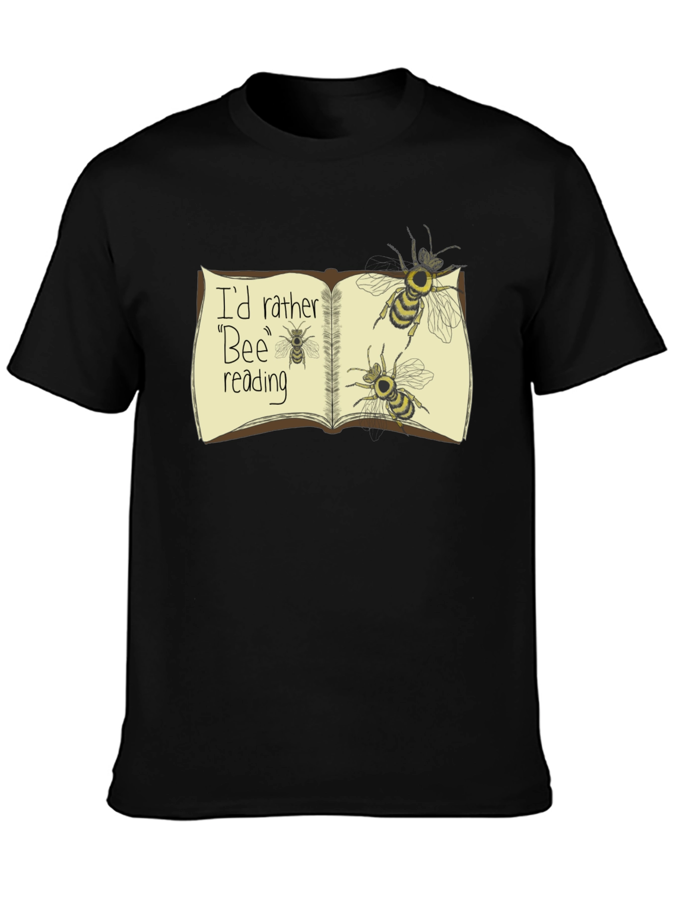 Black Bee Reading T-Shirt Funny Book Lover Tee view 3