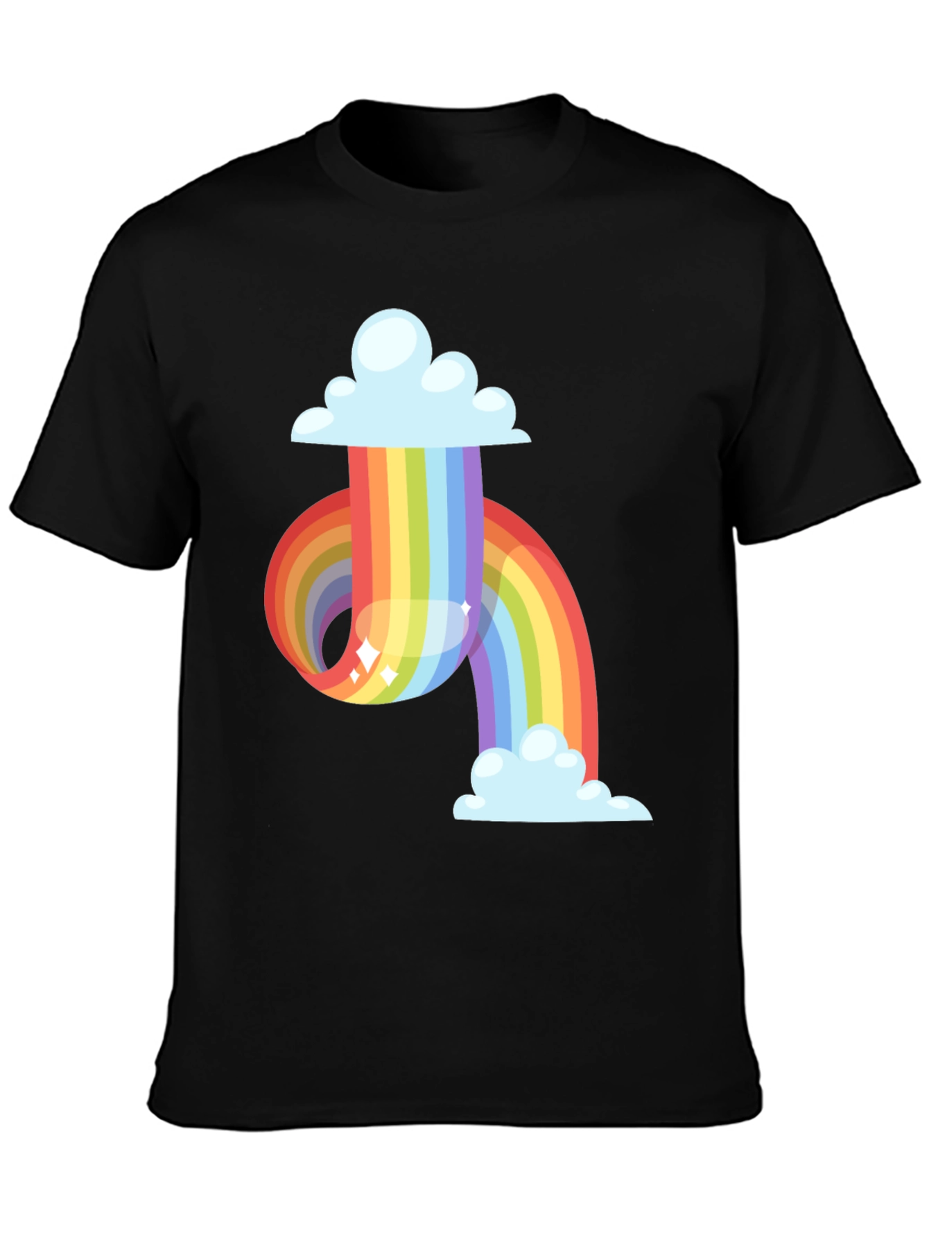 Black Rainbow Cloud Graphic Tee - Soft Cotton Blend view 3