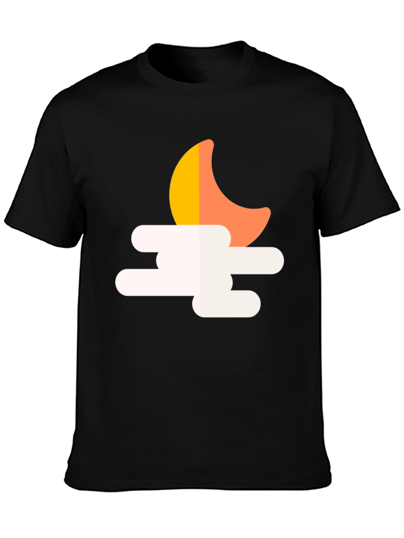 Black Night Sky T-Shirt: Moon & Clouds Graphic Tee view 3