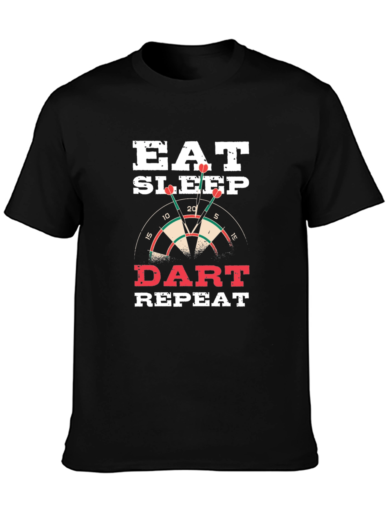 Black Eat Sleep Dart Repeat Black T-Shirt view 3