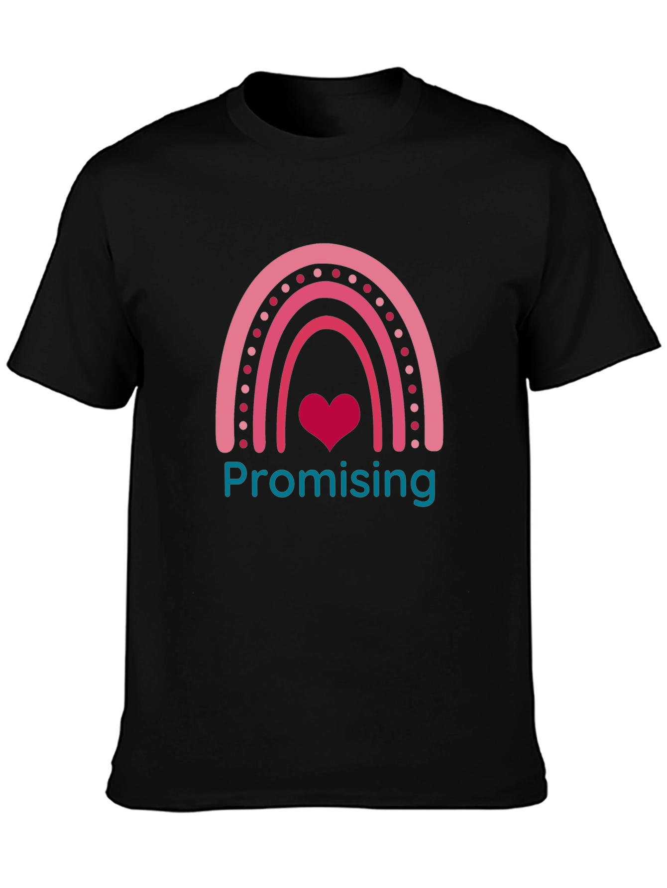 Black Promising Rainbow Heart Graphic Tee - Trendy Casual Comfort view 3