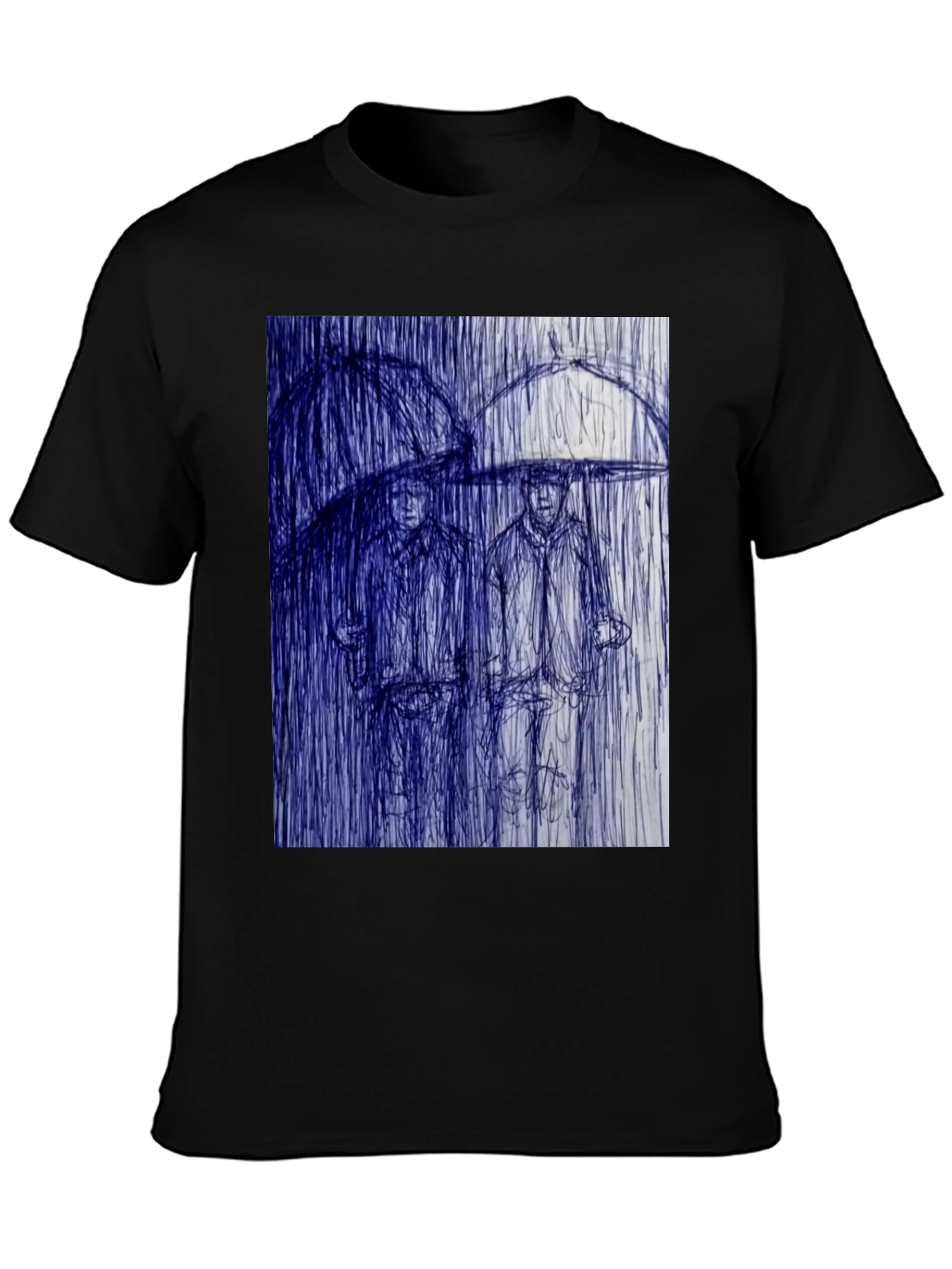 Black Rainy Day Sketch Graphic Tee view 3