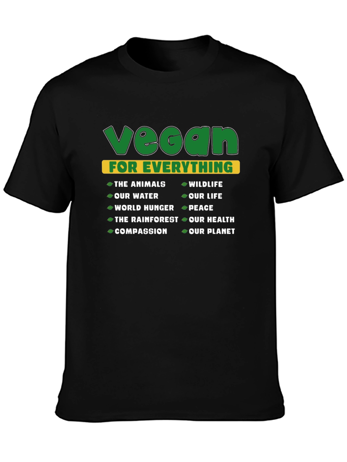 Black Vegan For Everything Graphic T-Shirt view 3