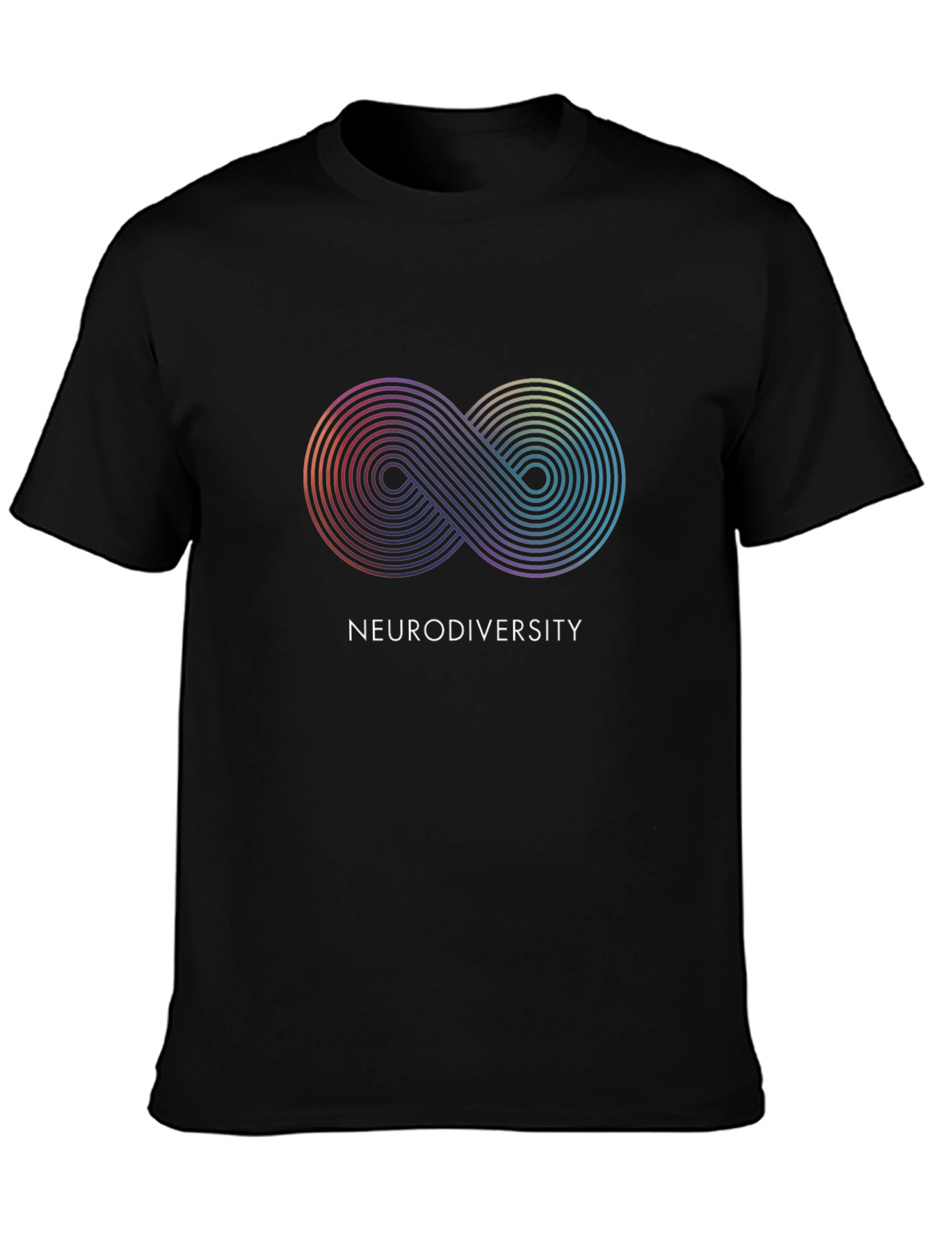 Black Neurodiversity Infinity Symbol Black T-Shirt view 3