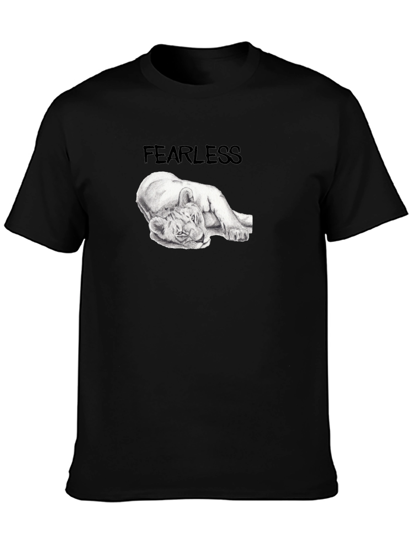 Black Fearless Lion Tee - Black Graphic T-Shirt view 3