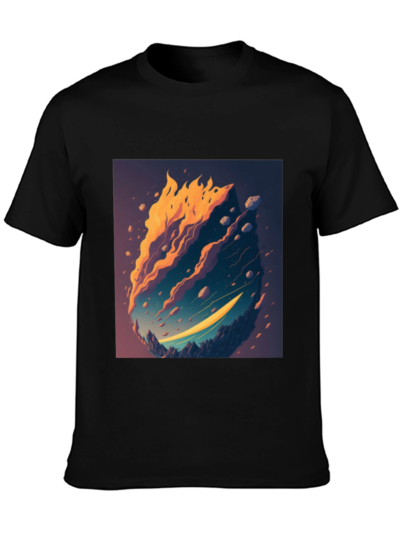 Black Fiery Landscape Graphic Tee - Unique Design view 3